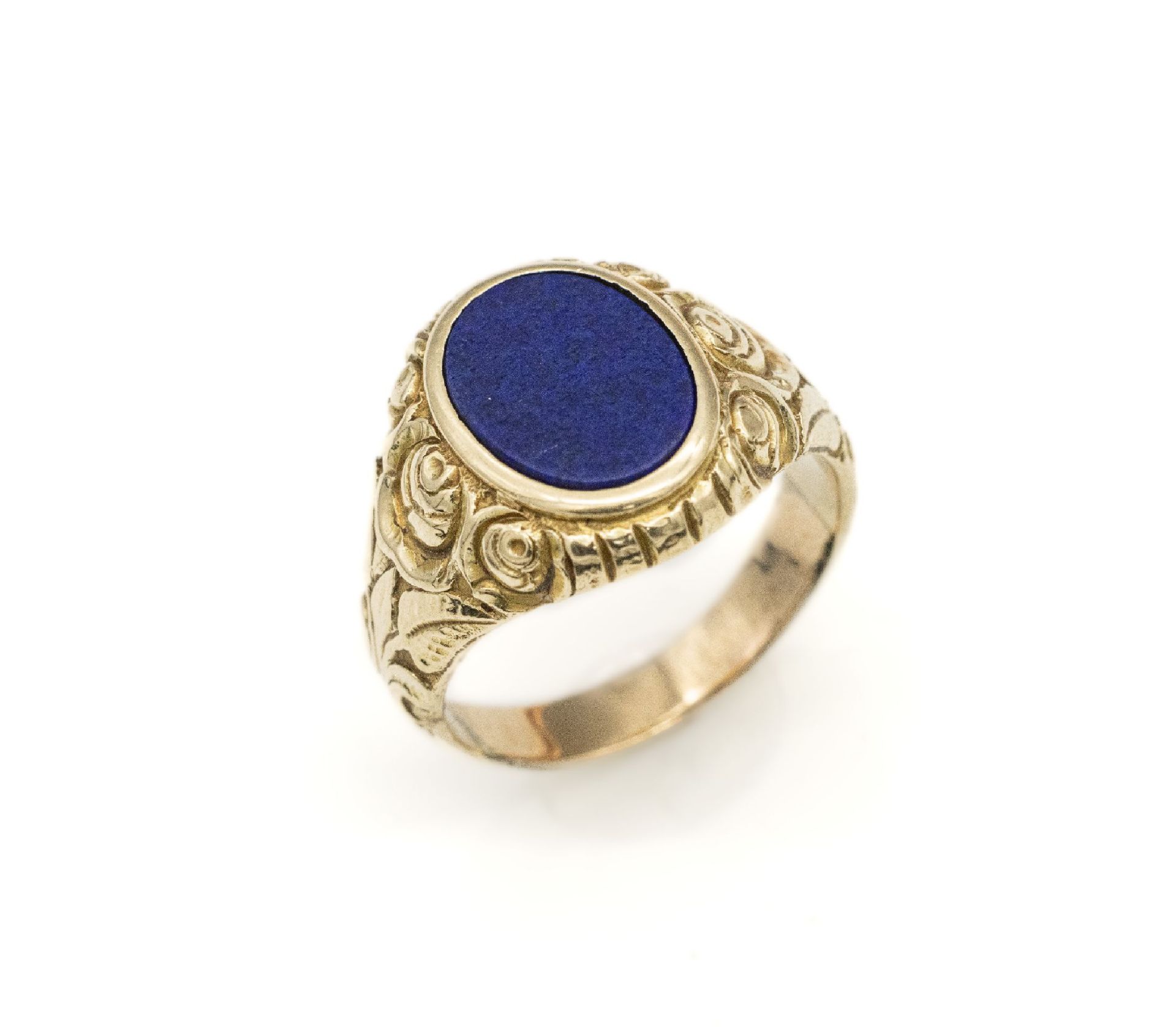 14 kt Gold Lapislazuli Siegelring, 1930er Jahre, GG