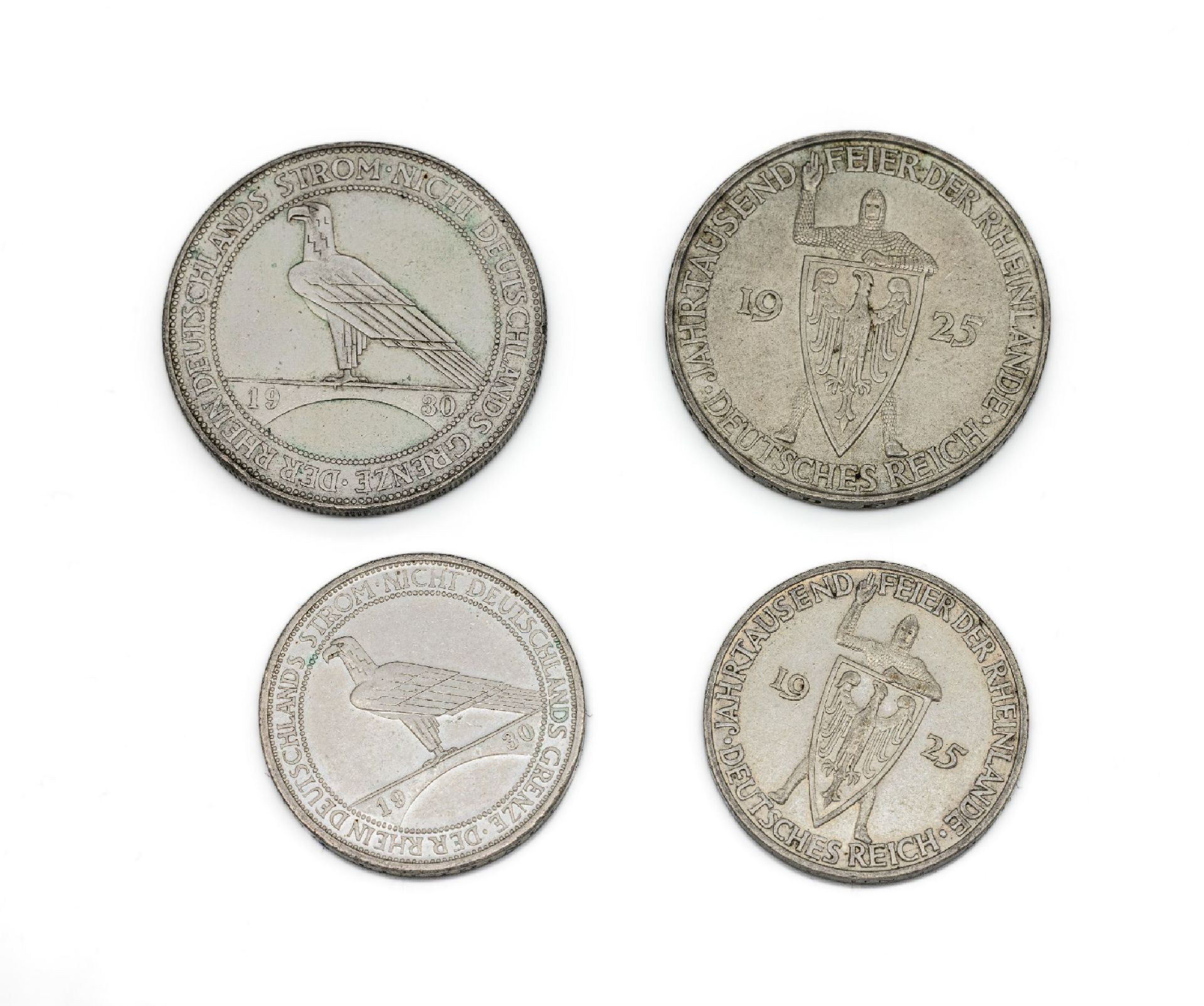 Konvolut 4 Silbermünzen,   Deutsches Reich, 3 Reichsmark: