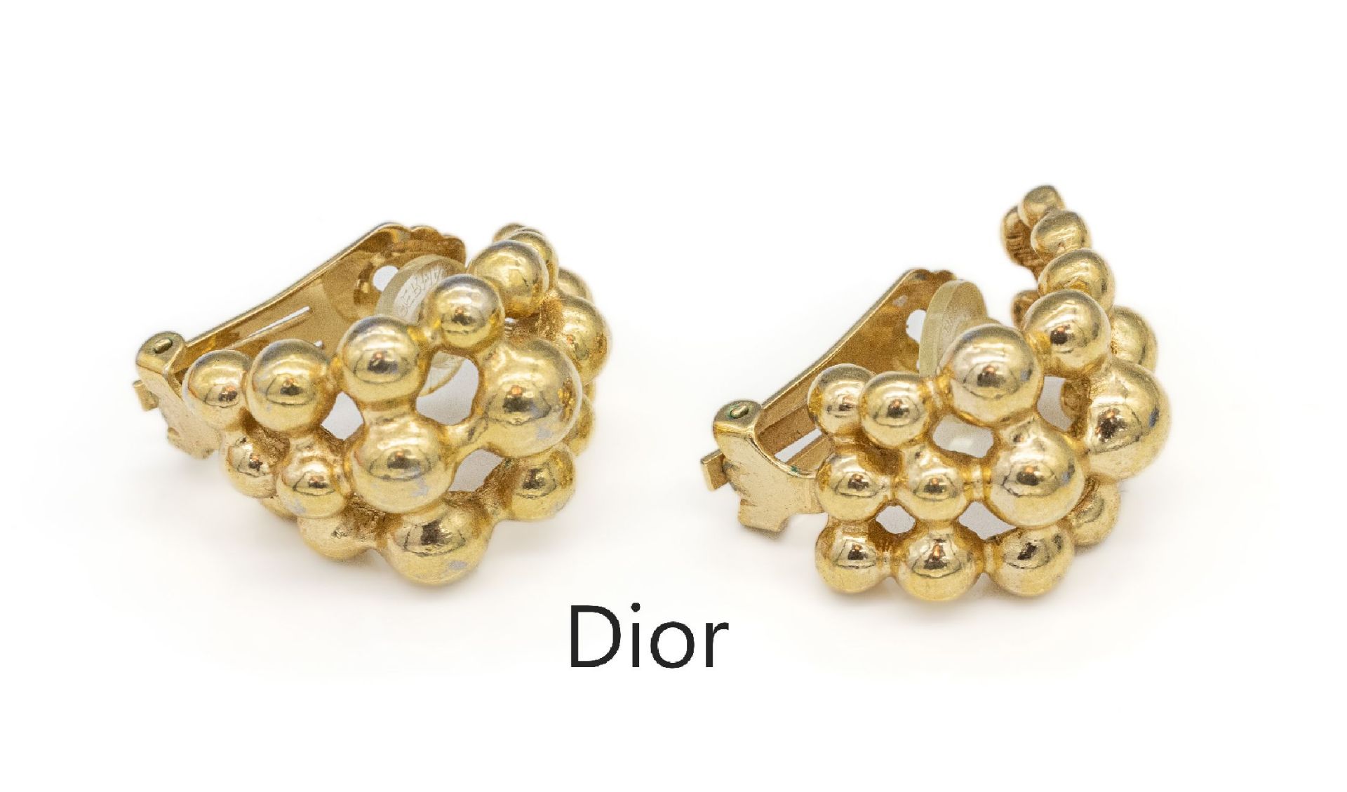 Paar DIOR Ohrclips, Metall verg.,   abstrakteGestaltung