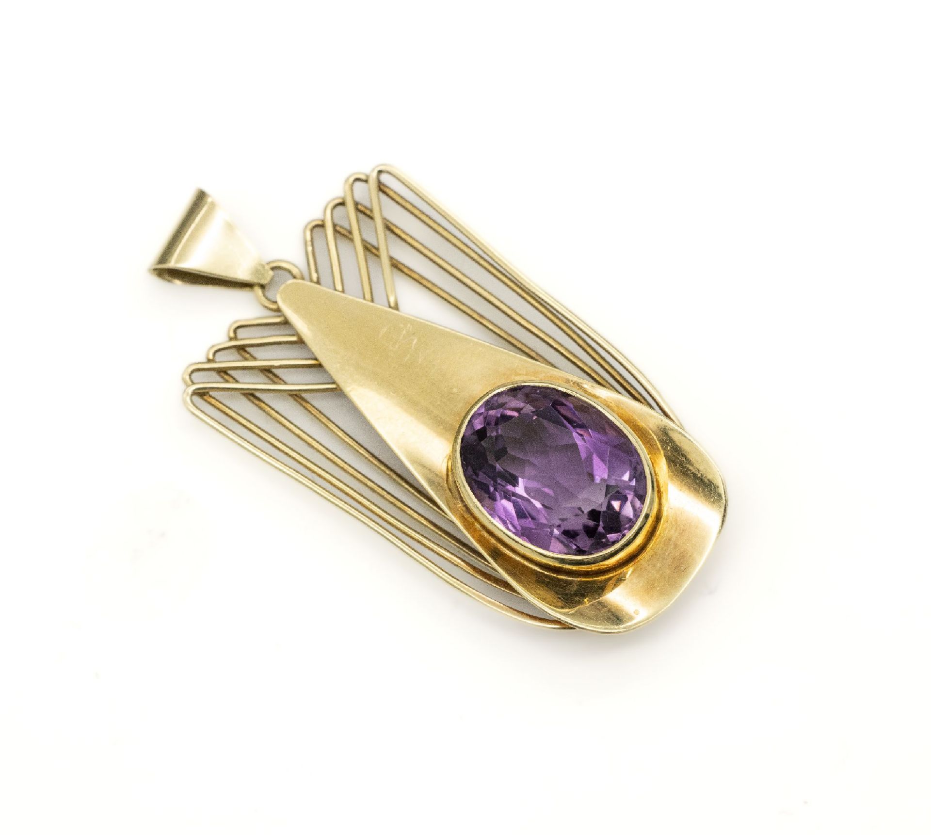 14 kt Gold Amethyst-Anhänger, 1960er Jahre,  GG 585/000,