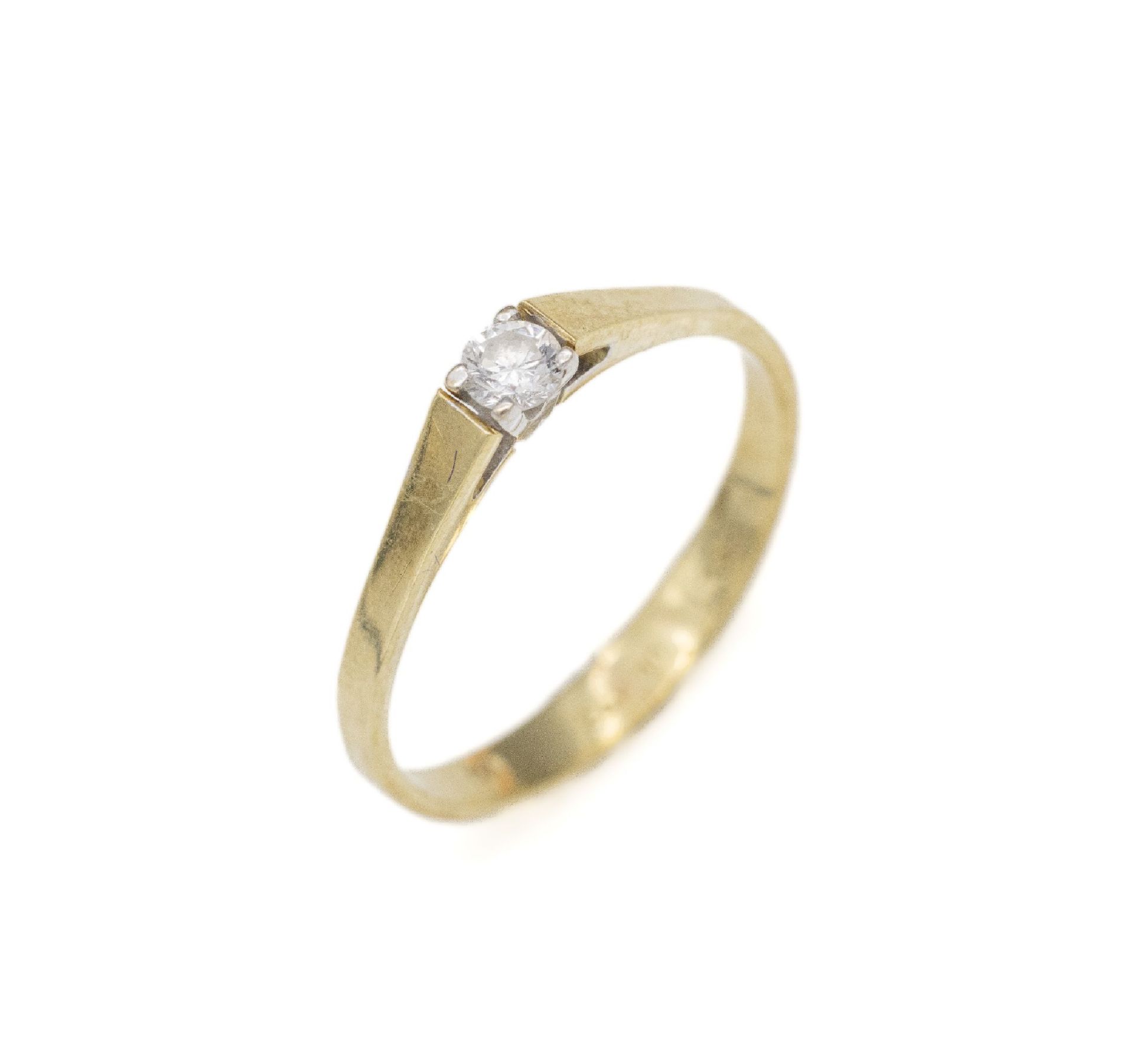 14 kt Gold Brillant-Ring,   GG/WG 585/000, einzelner in WG