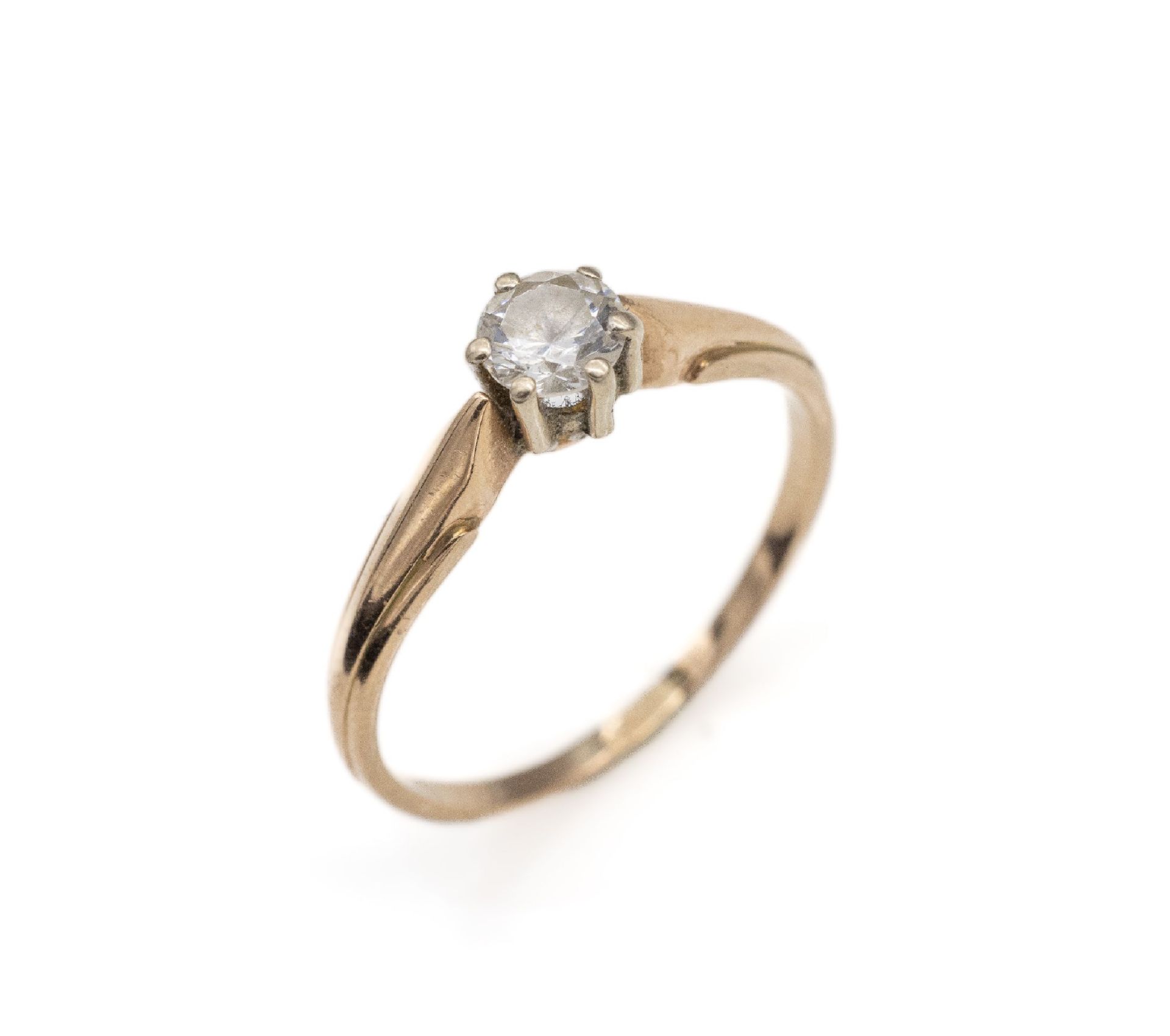 14 kt Gold Brillant-Ring,   RG/WG 585/000,