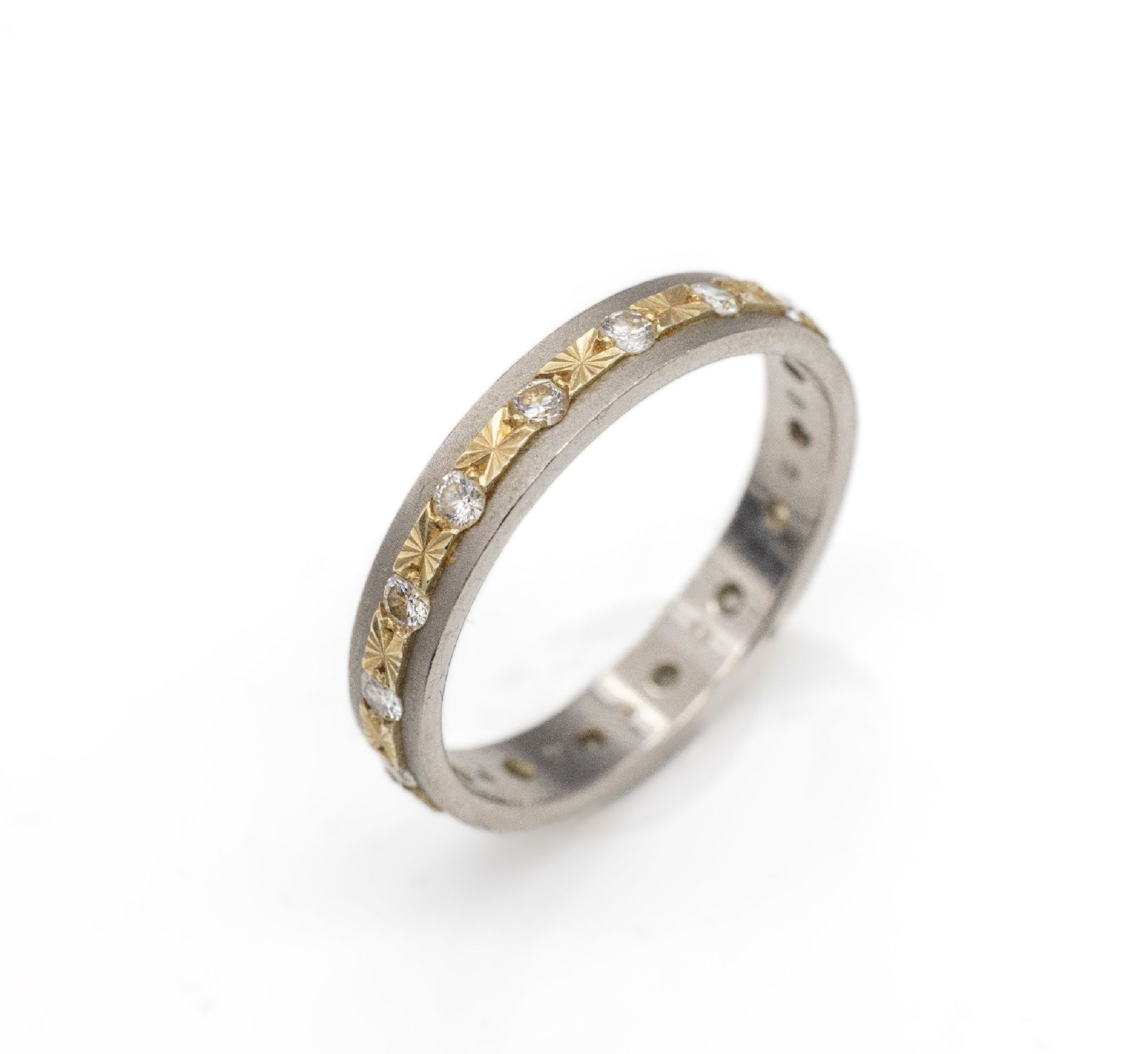 14 kt Gold Brillant-Memoryring, GG/WG 585/000,