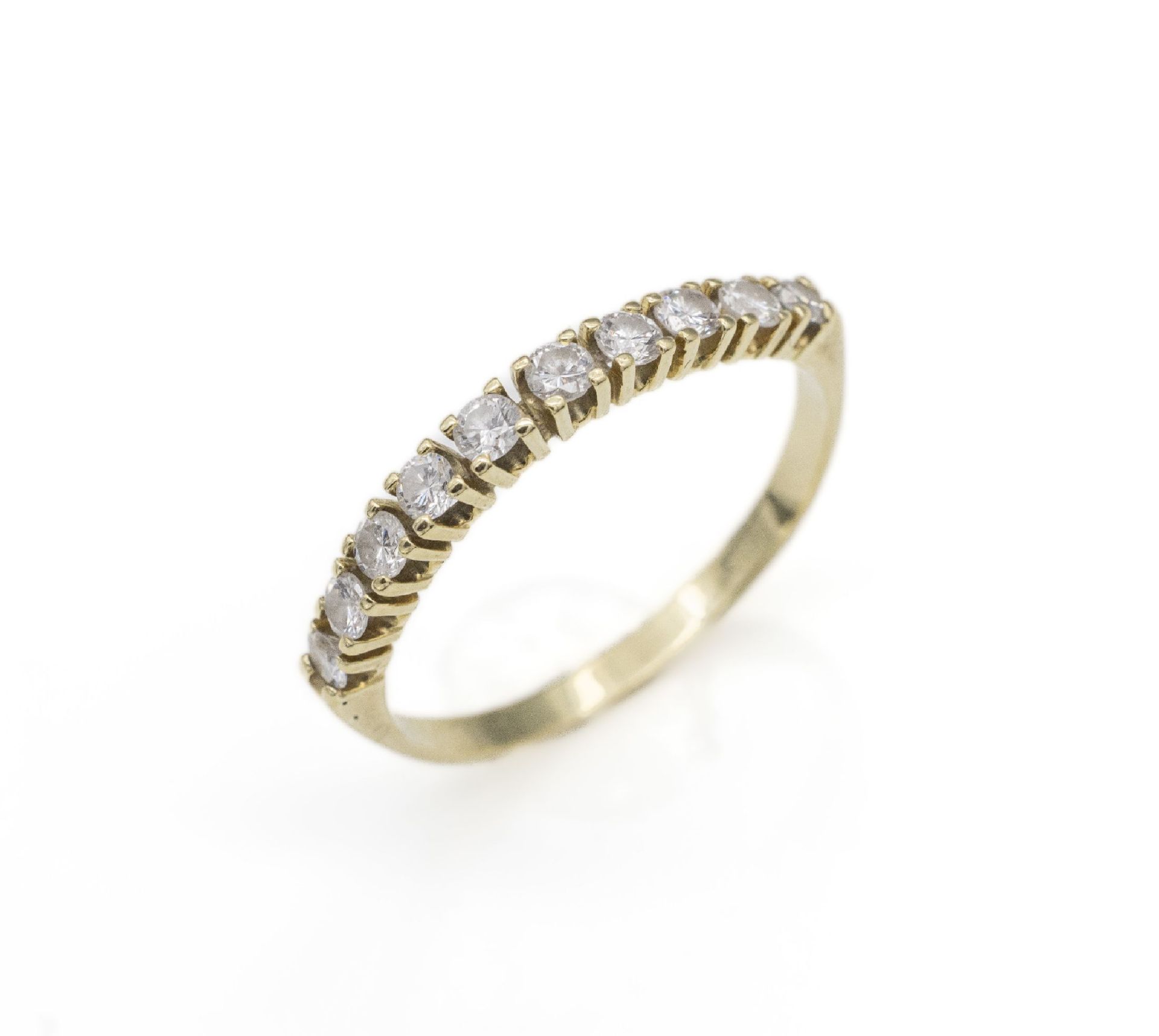 14 kt Gold Brillant-Ring,   GG 585/000, 10 Brillanten zus.