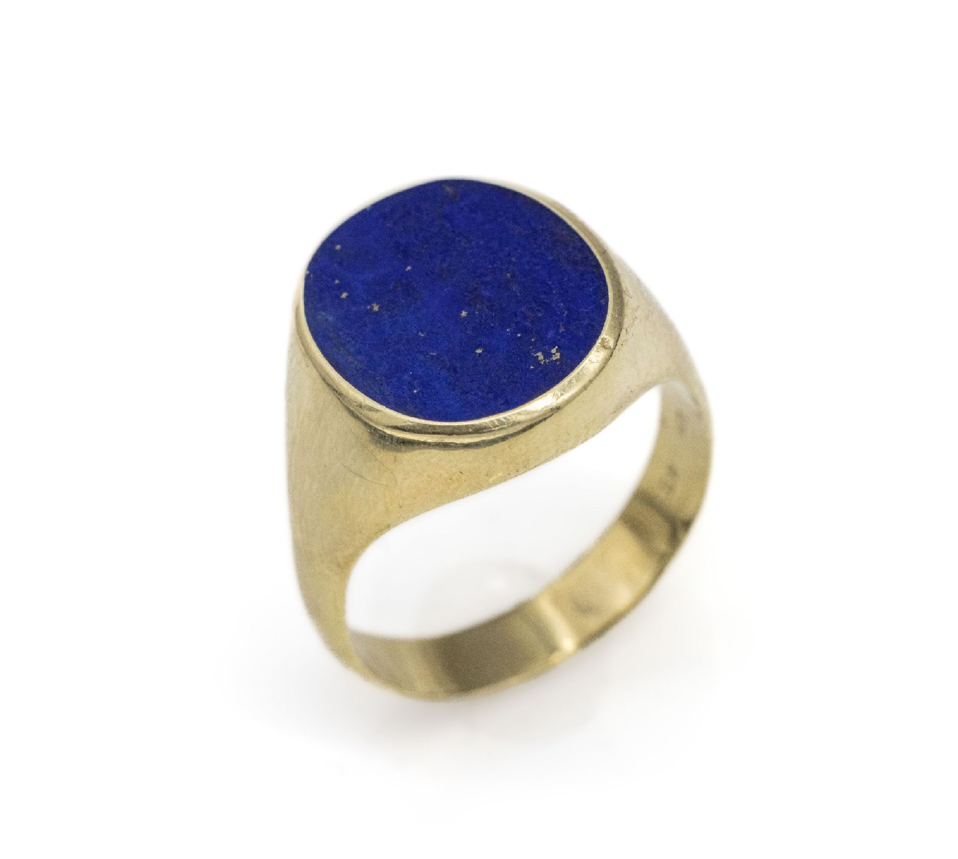 14 kt Gold Lapislazuli-Ring, GG 585/000, ovaler Ringkopf