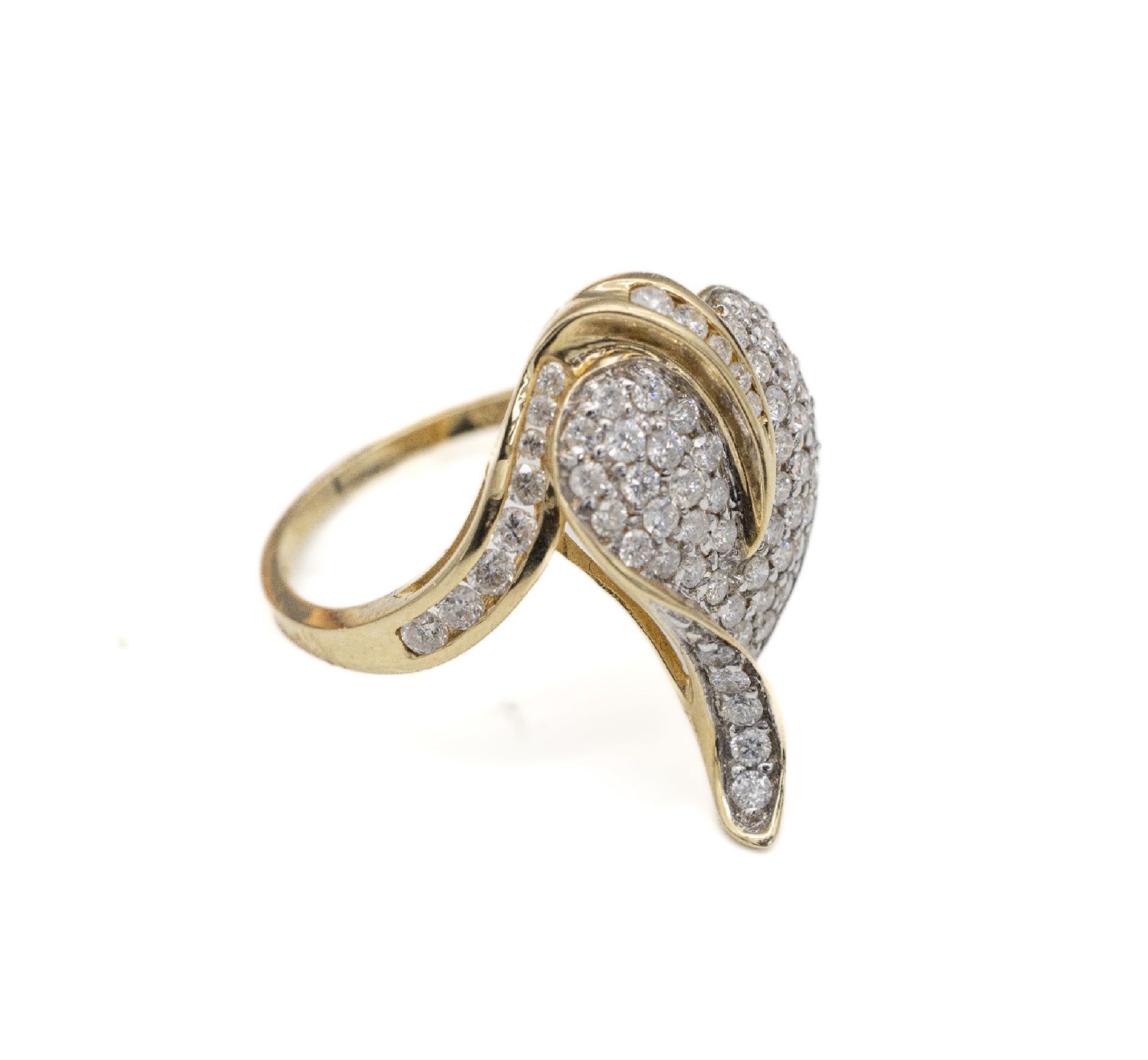 14 kt Gold Brillant-Ring,   GG 585/000 z.T. rhod.,