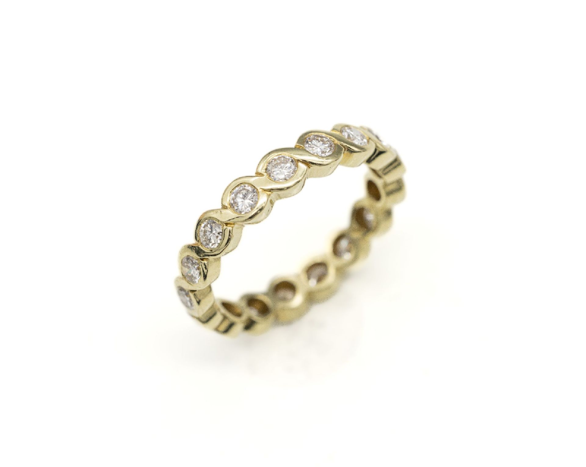 14 kt Gold Brillant-Memoryring, GG 585/000,17 Brillanten