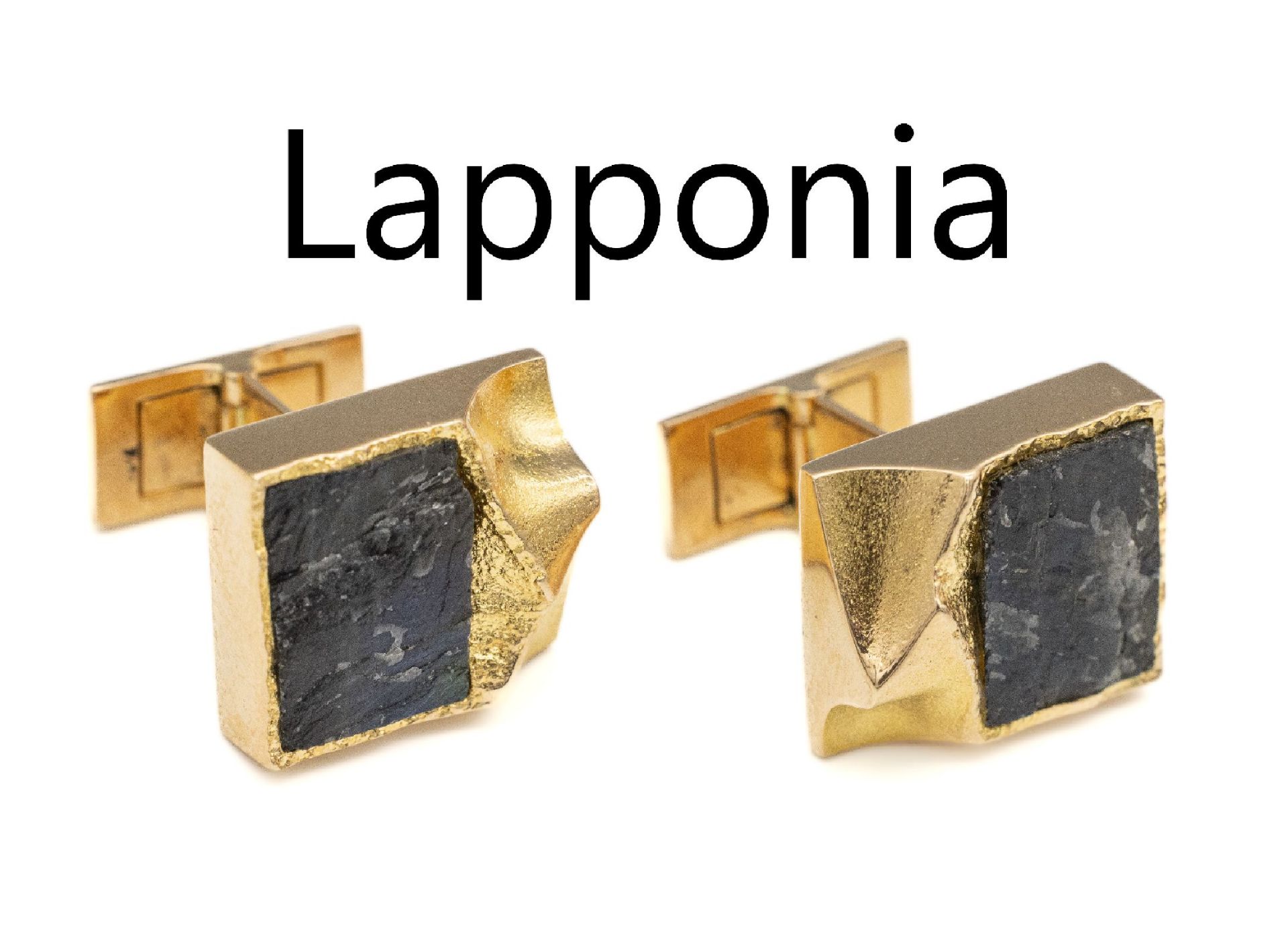 Paar 14 kt Gold LAPPONIA Manschettenknöpfe mitZoisit, GG