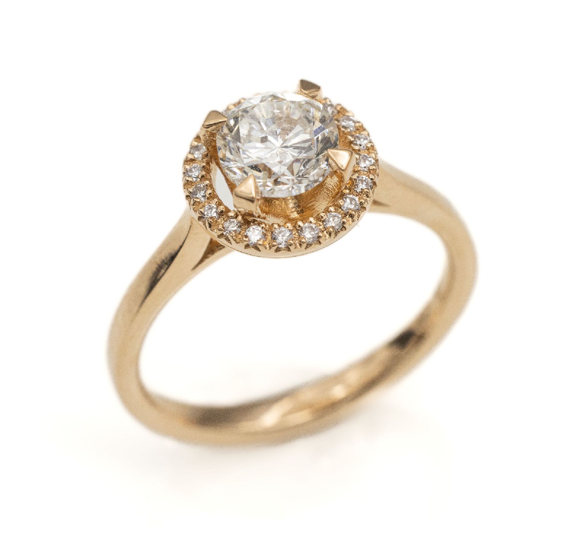 18 kt Gold Brillant-Ring, RoseG 750/000, mittiger
