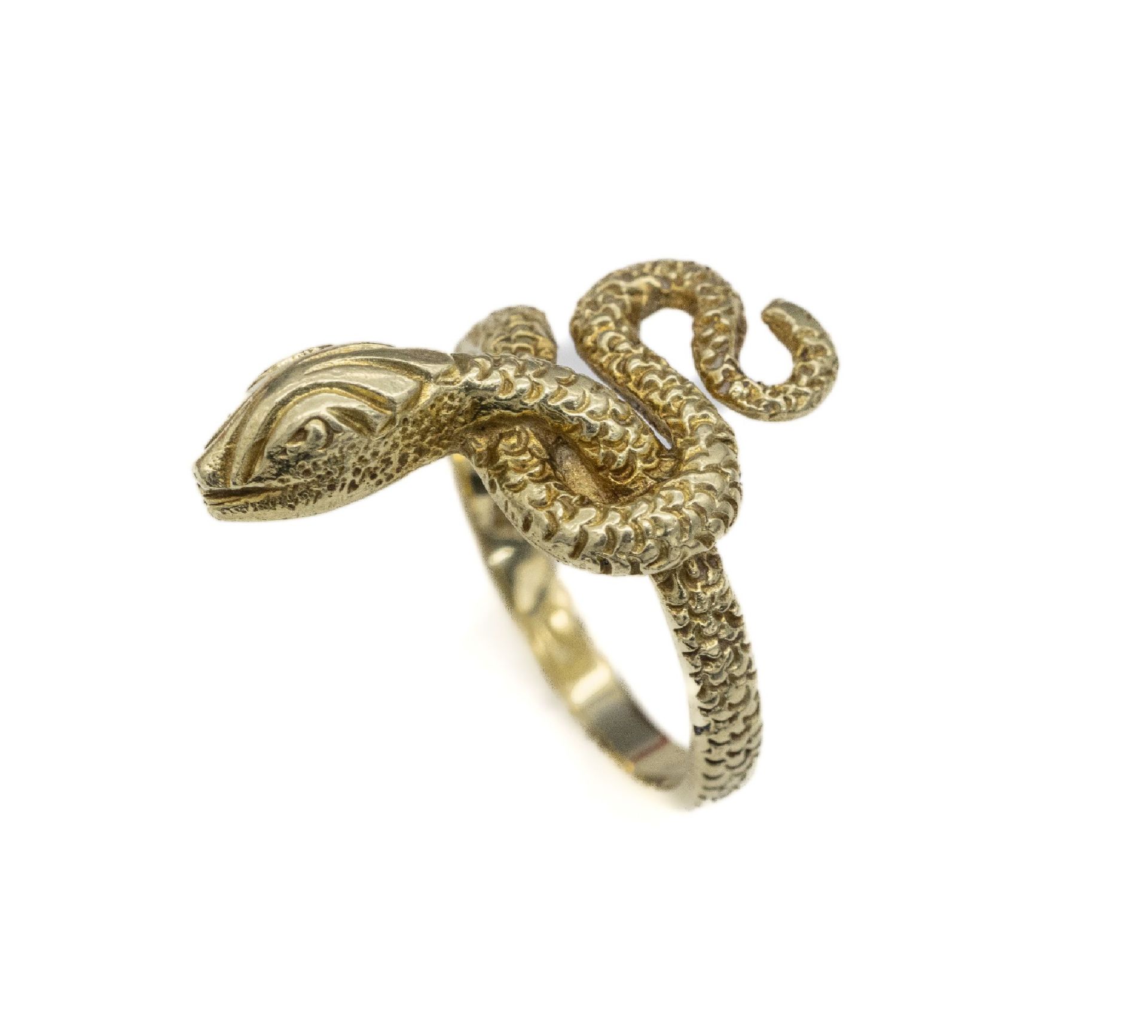 14 kt Gold Ring 'Schlange', GG 585/000, graviert, ca.