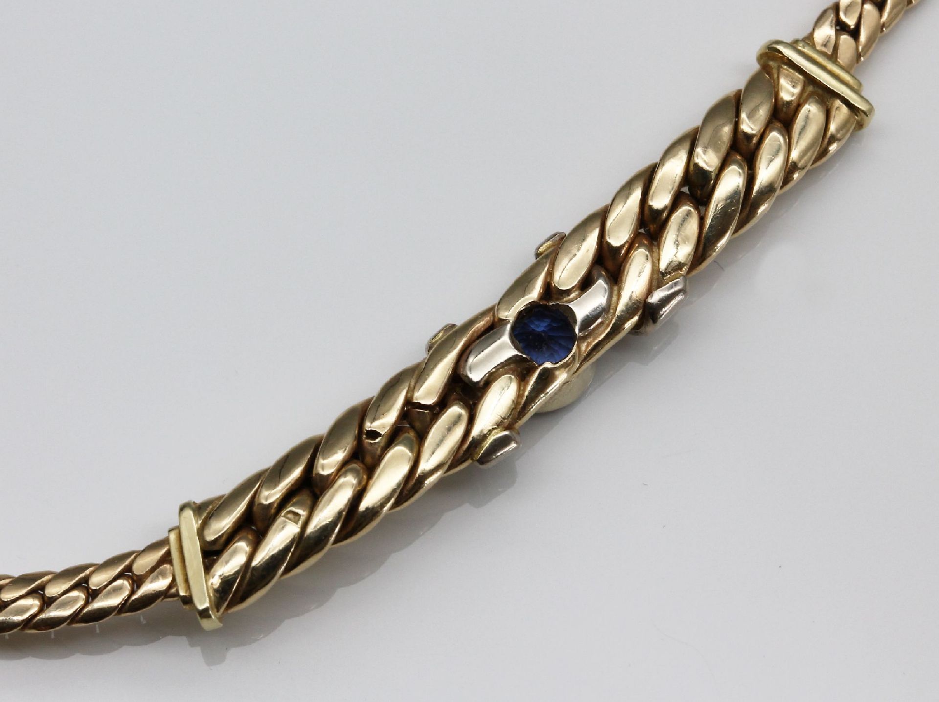 14 kt Gold Saphir-Brillant-Collier, GG 585/000 (gepr.), - Image 4 of 4