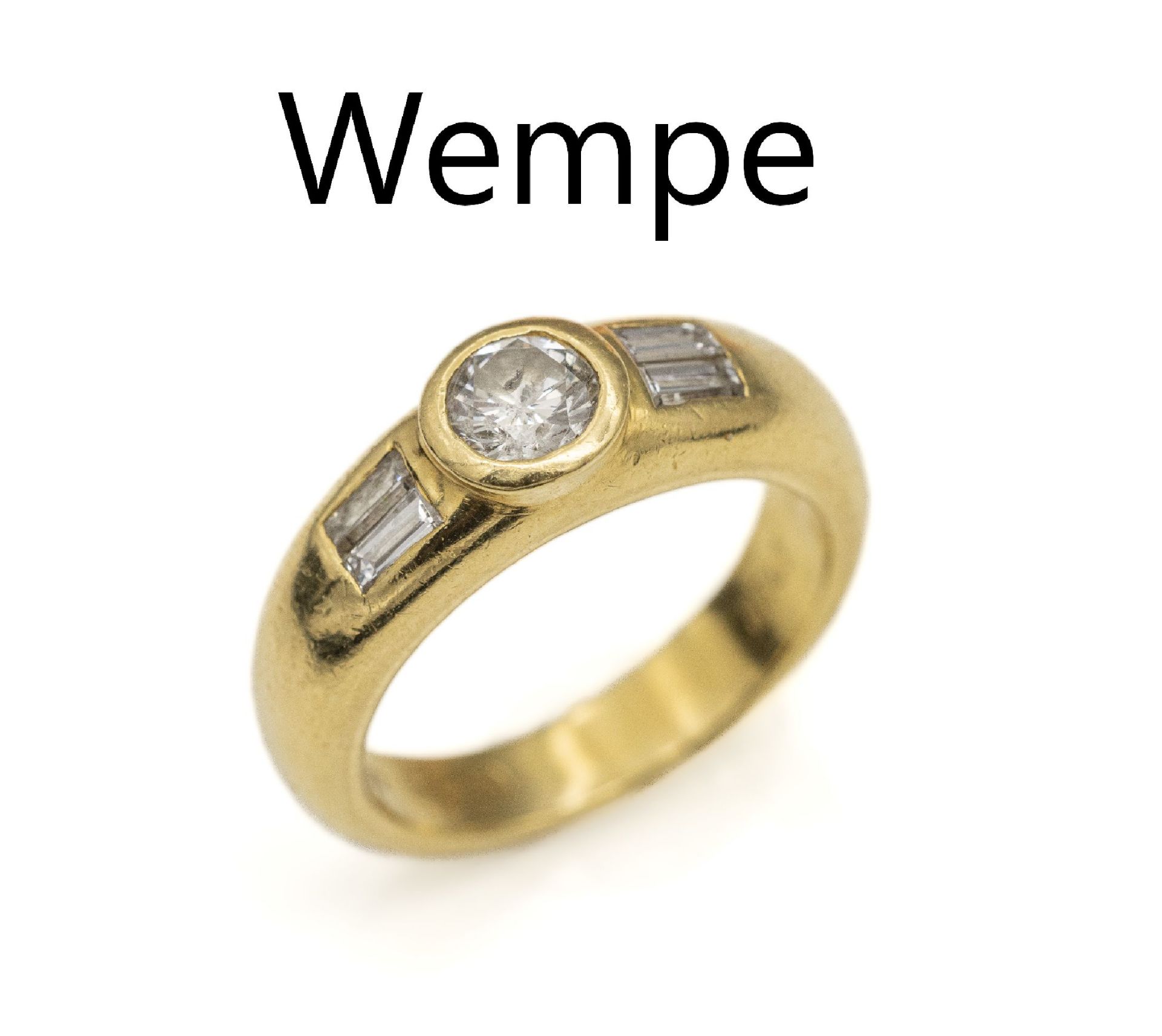 18 kt Gold WEMPE Diamant-Ring,   GG 750/000, Brillant und