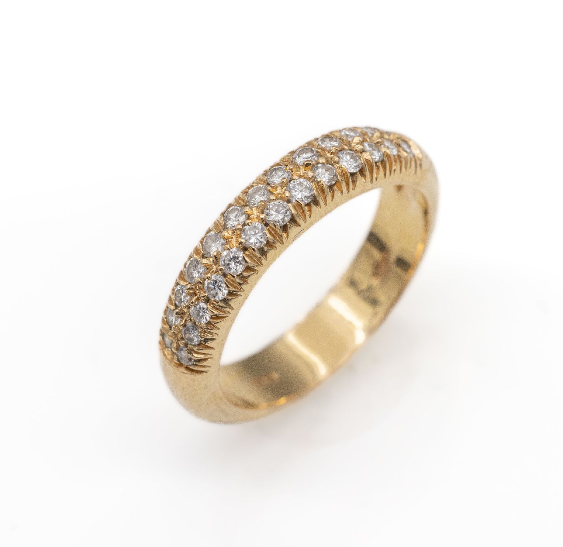 18 kt Gold Brillant-Ring,   RG 750/000, hälftig 2-reihig