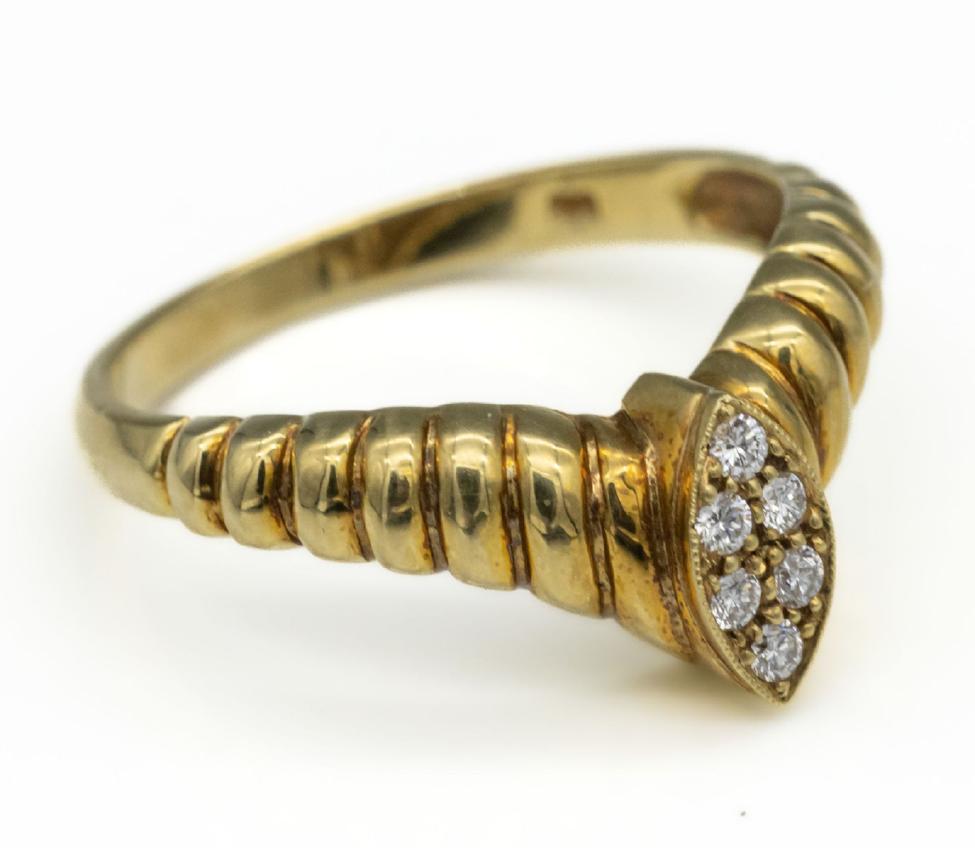 14 kt Gold Brillant-Ring, GG 585/000, 6 Brillanten zus.