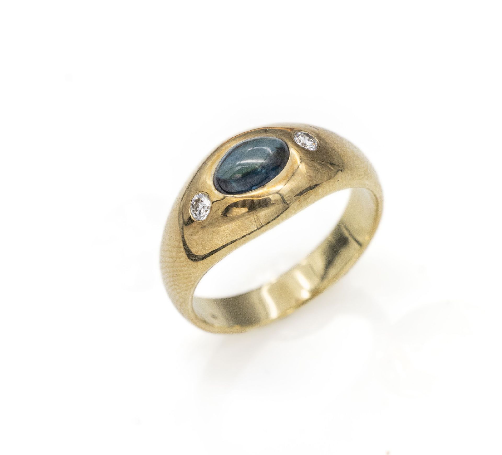 14 kt Gold Saphir-Brillant-Bandring,   GG 585/000, 1