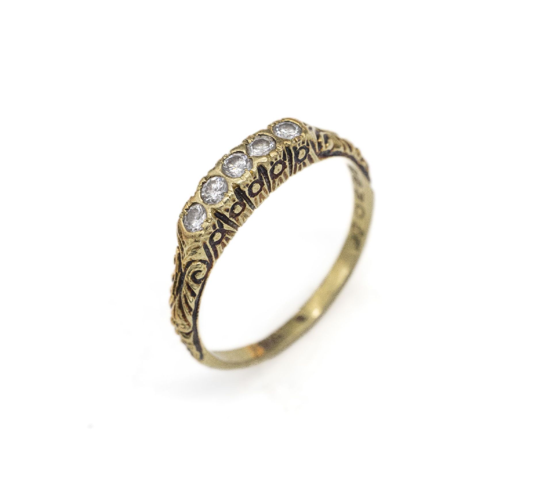 14 kt Gold Brillant-Ring, GG 585/000, Ringschultern