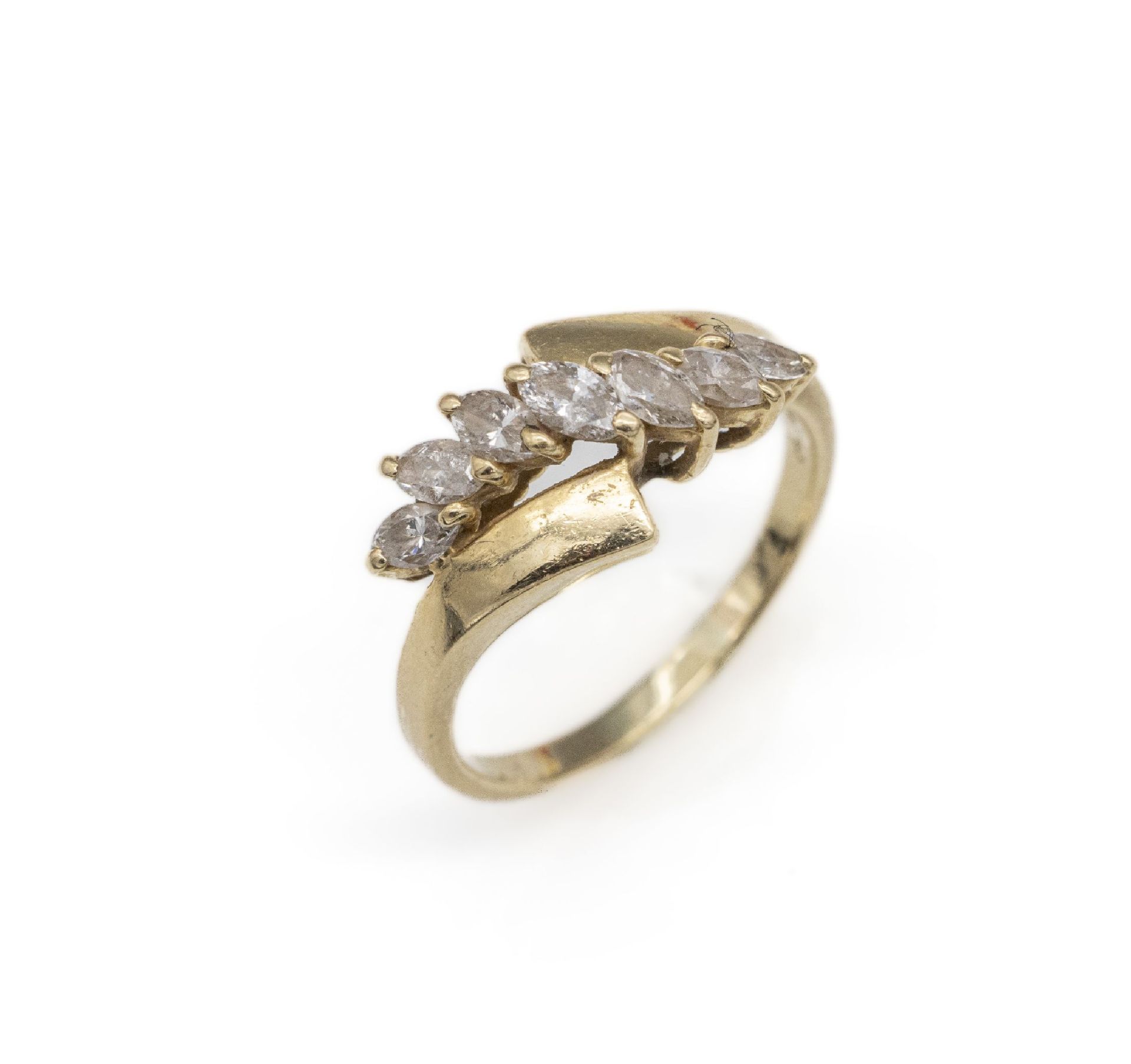 14 kt Gold Diamant-Ring,   GG 585/000 gepr., 7