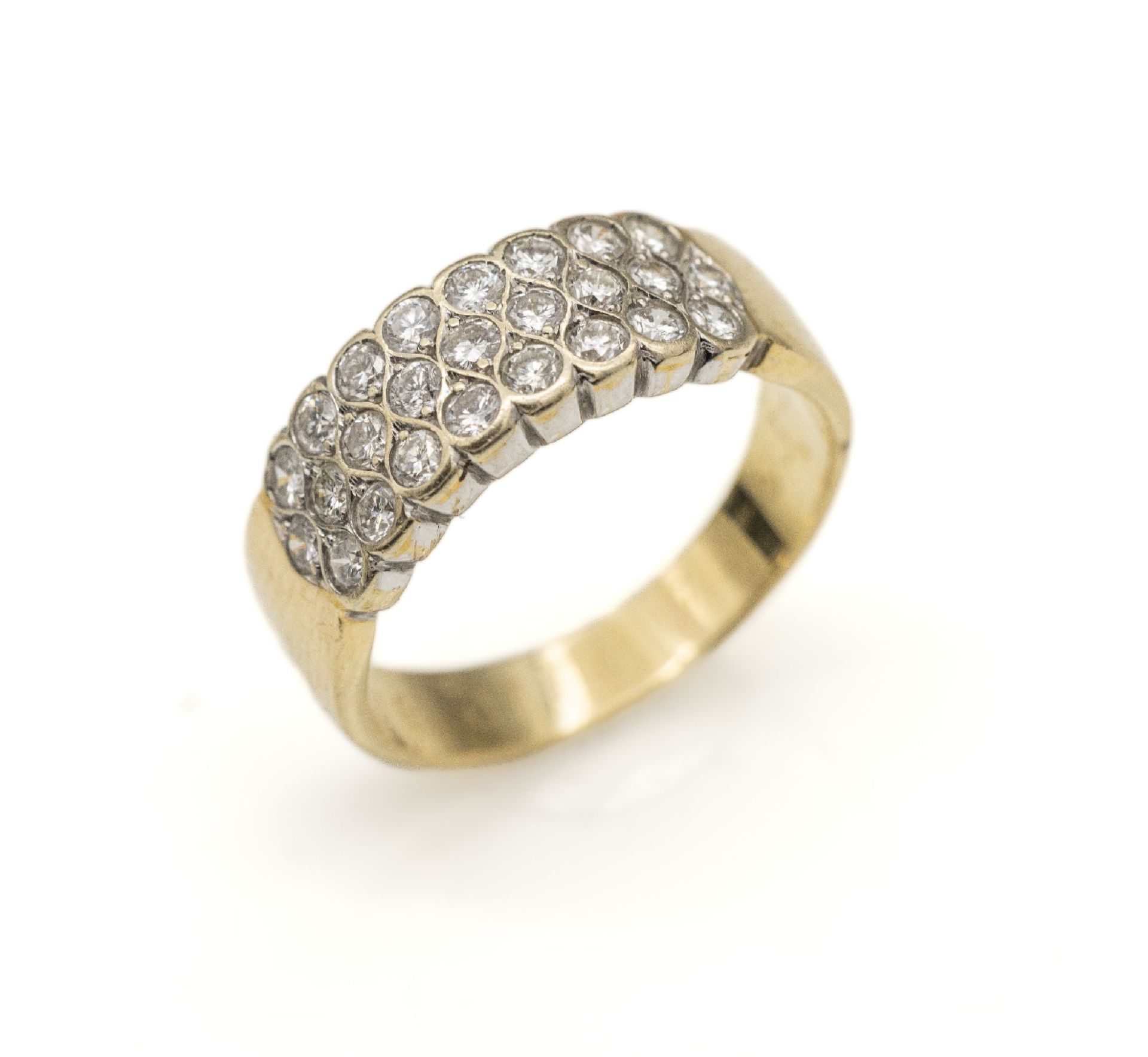 18 kt Gold Brillant-Ring,   GG/WG 750/000, 25Brillanten