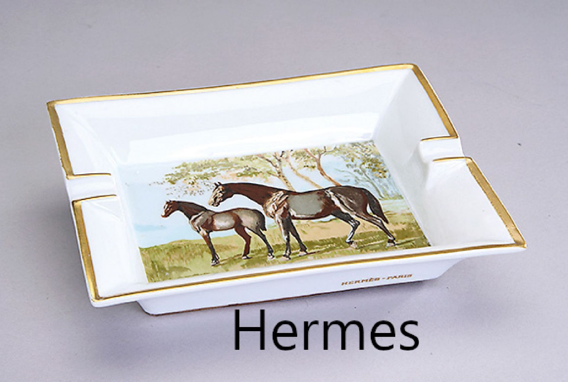 HERMES Aschenbecher, Porzellan, Made in France,