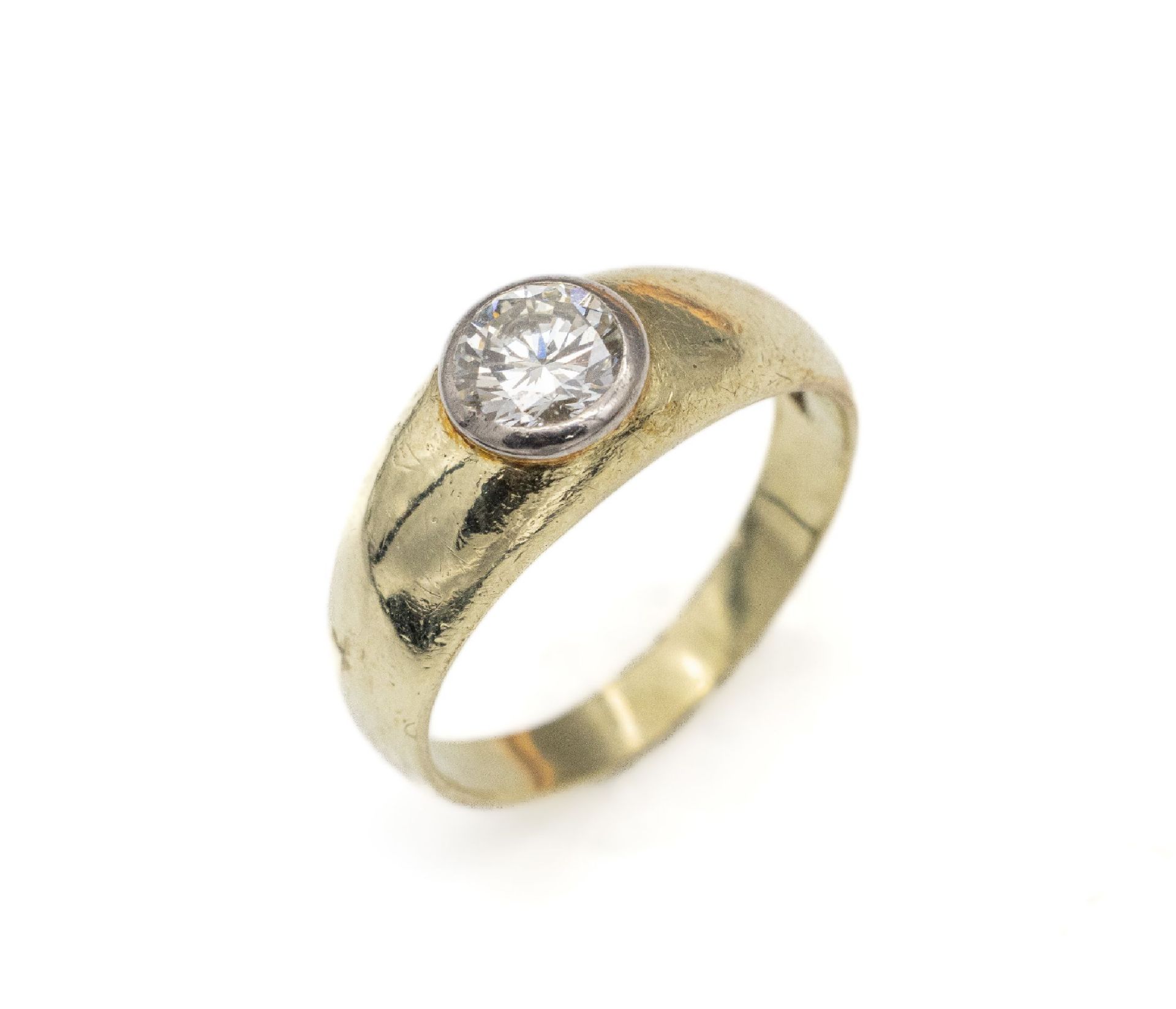 14 kt Gold Brillant-Ring, GG 585/000, Brillant ca. 0.50