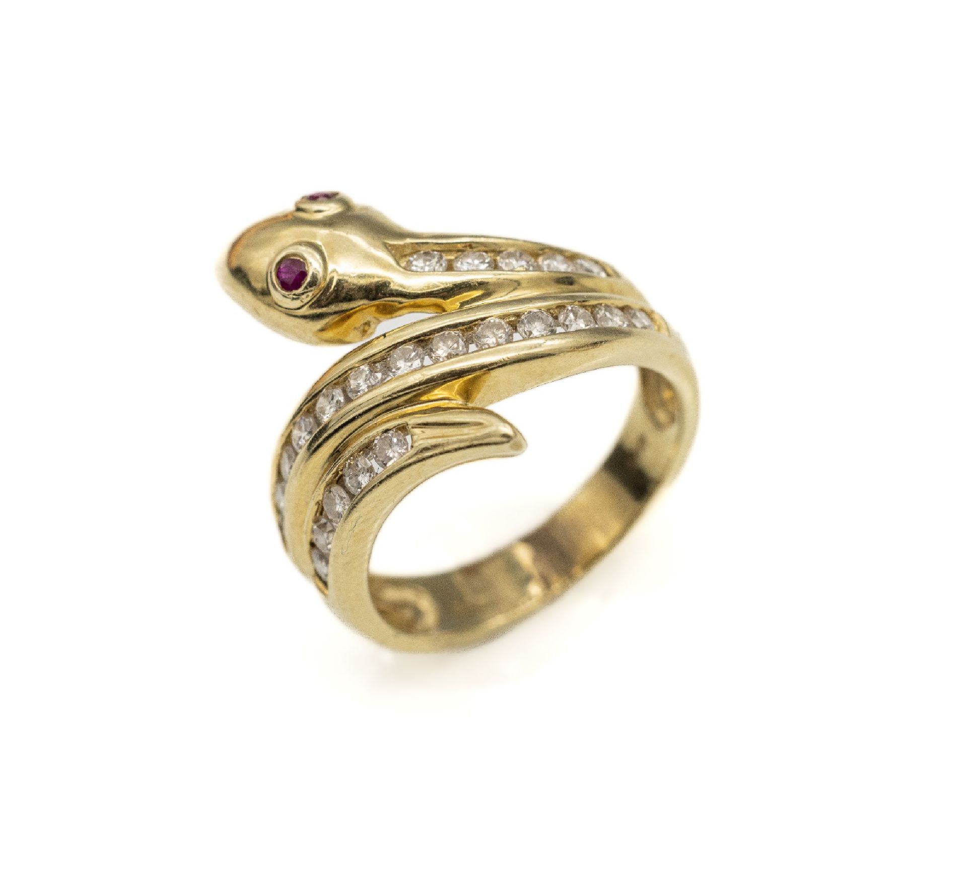 14 kt Gold Diamant-Schlangenring, GG 585/000, 23