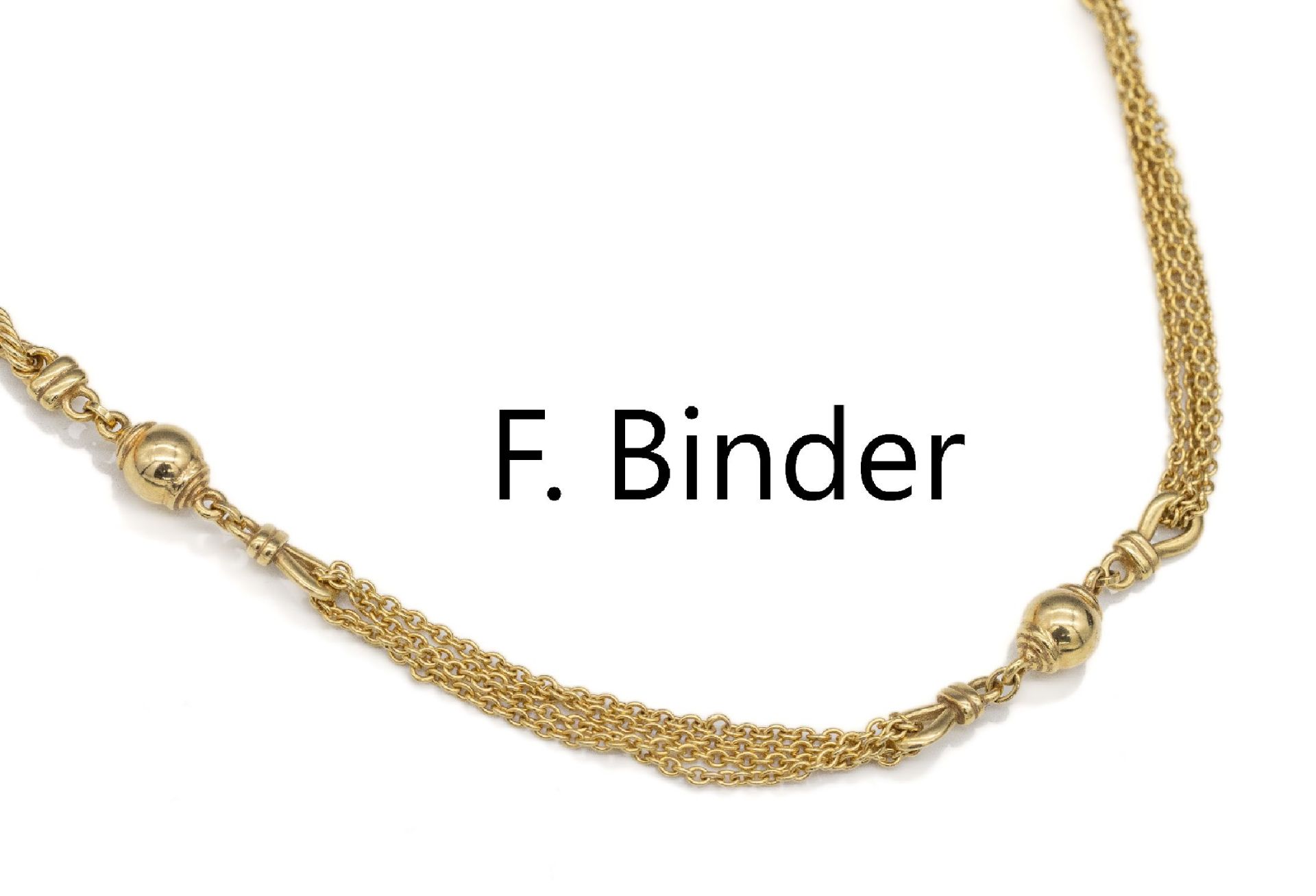 14 kt Gold Collier, GG 585/000, Kordelkettemit 4 4-rhg.