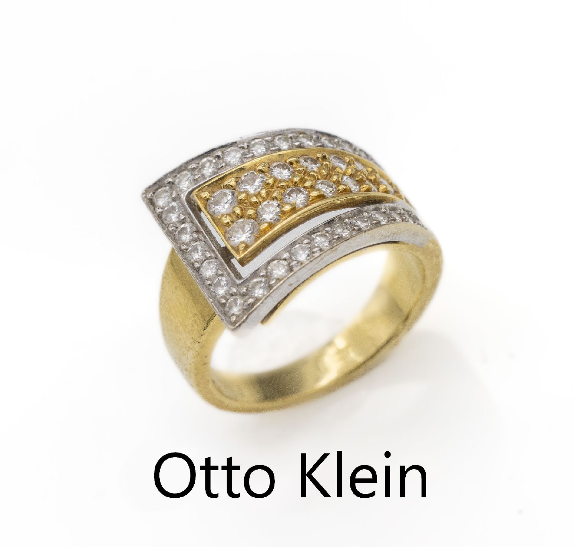 18 kt Gold Brillant-Ring, GG/WG 750/000, Meistermarke