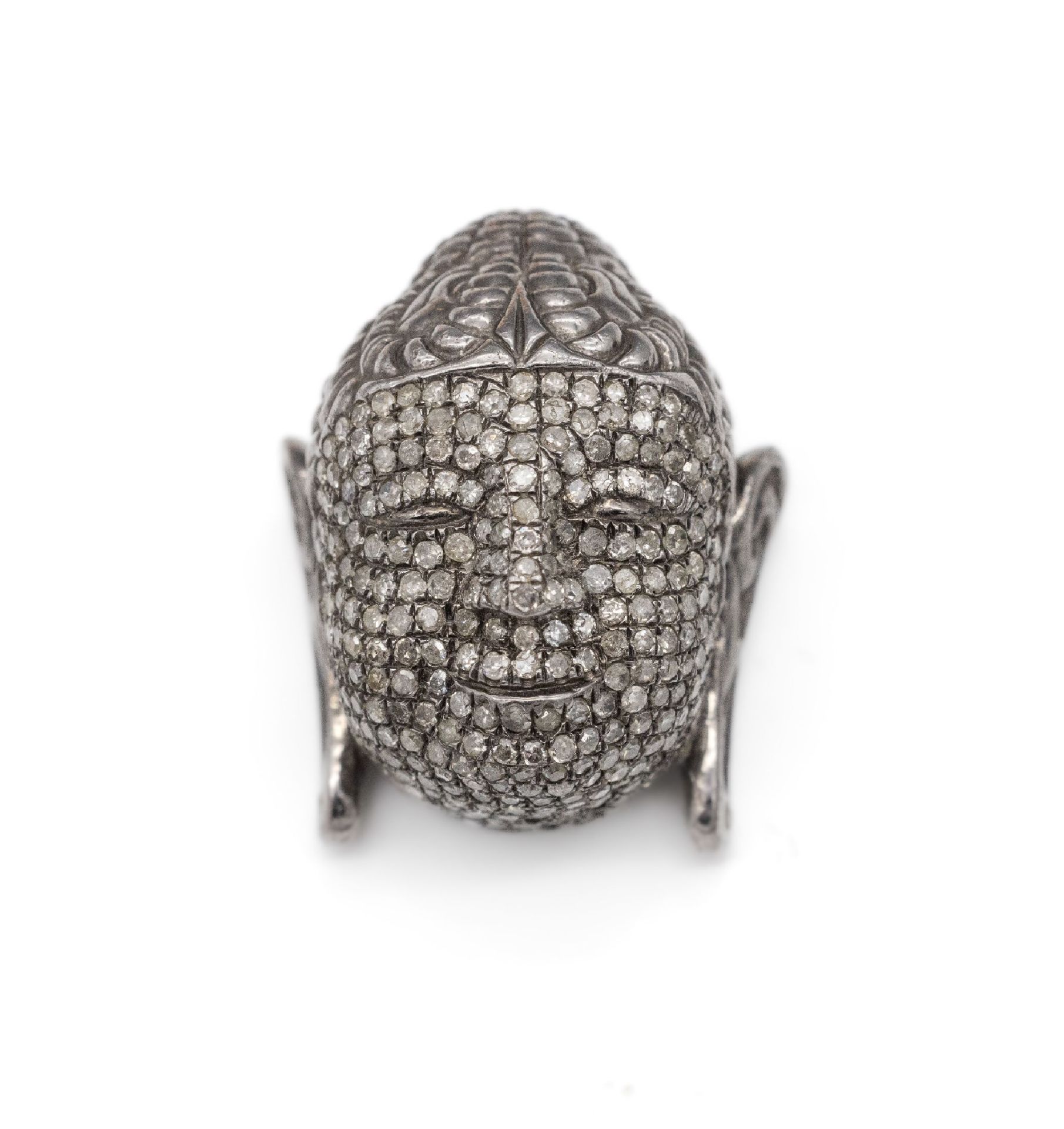 Silber Anhänger in Form eines Buddha Kopfes,   925er