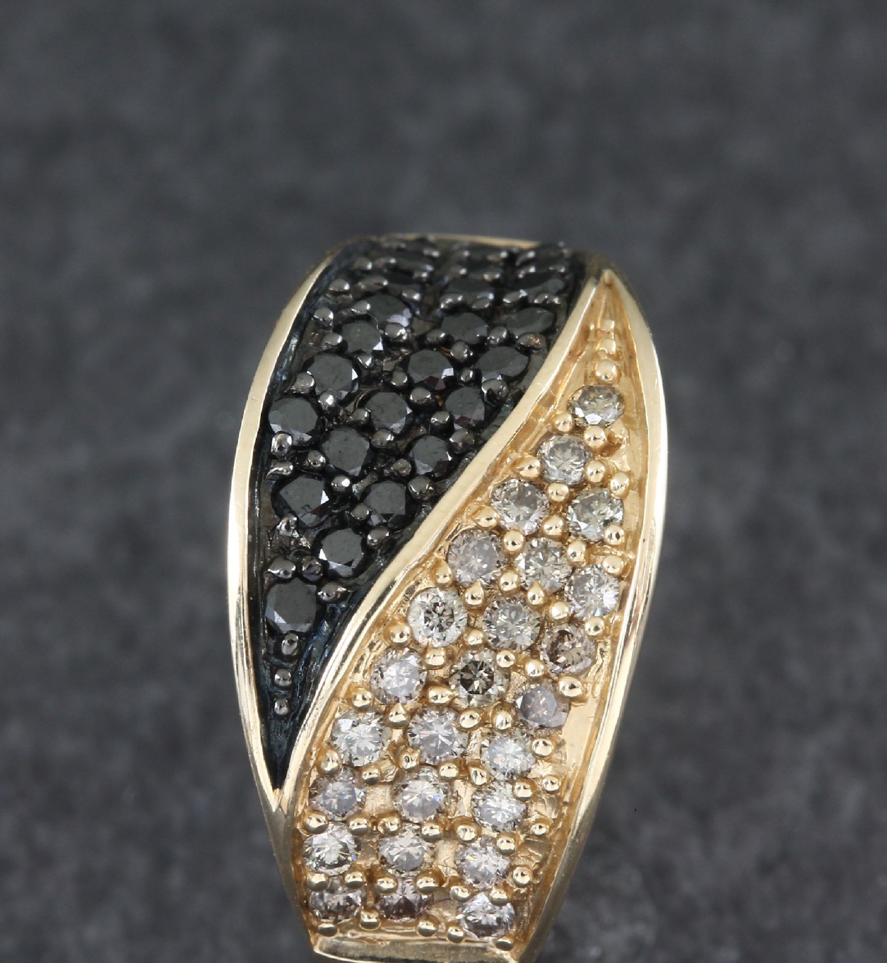 14 kt Gold Brillant-Ring, GG 585/000, 25 schwarze und 25 - Image 2 of 3