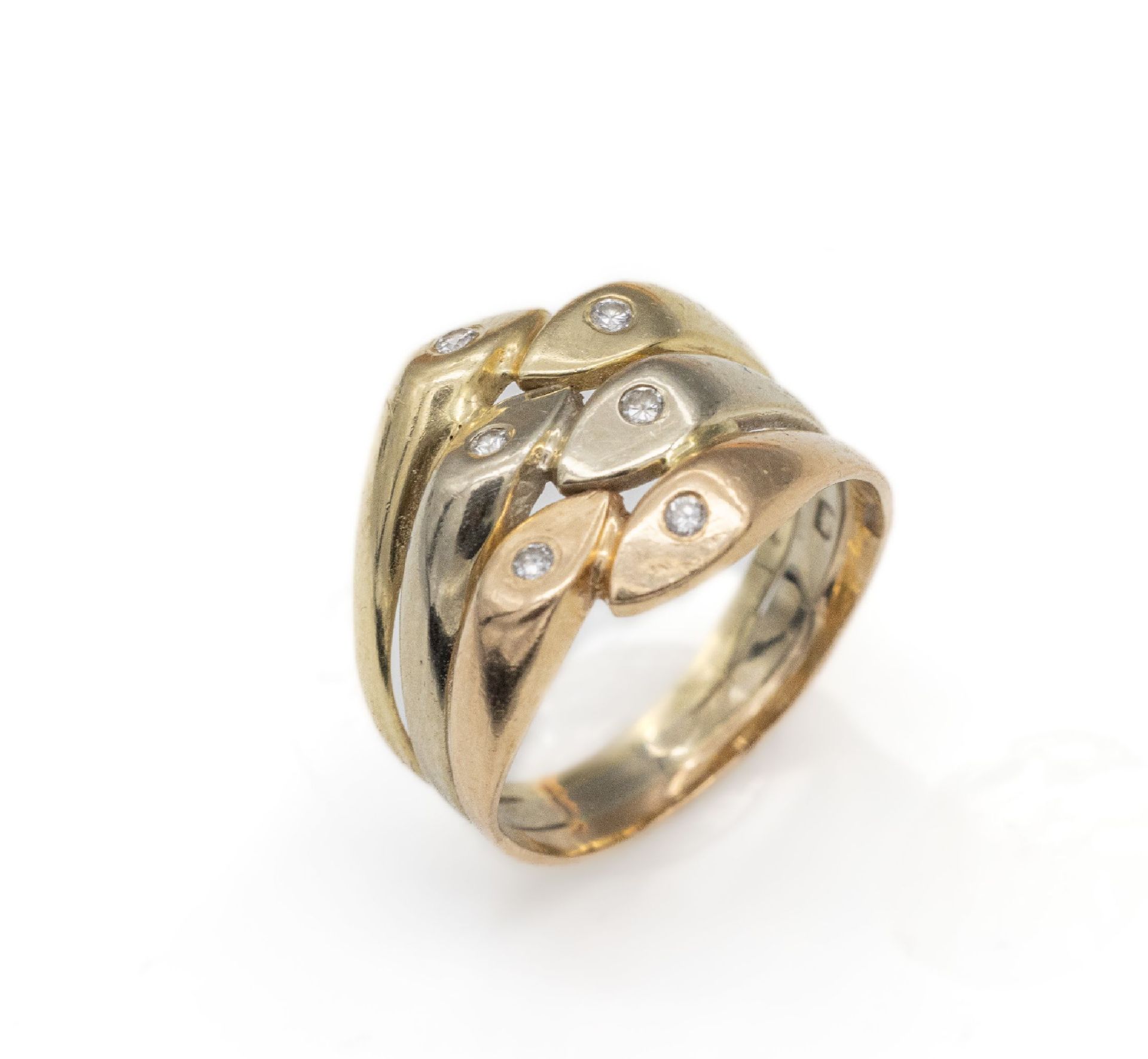 14 kt Gold Brillant-Ring, GG/WG/RG 585/000,6 Brillanten