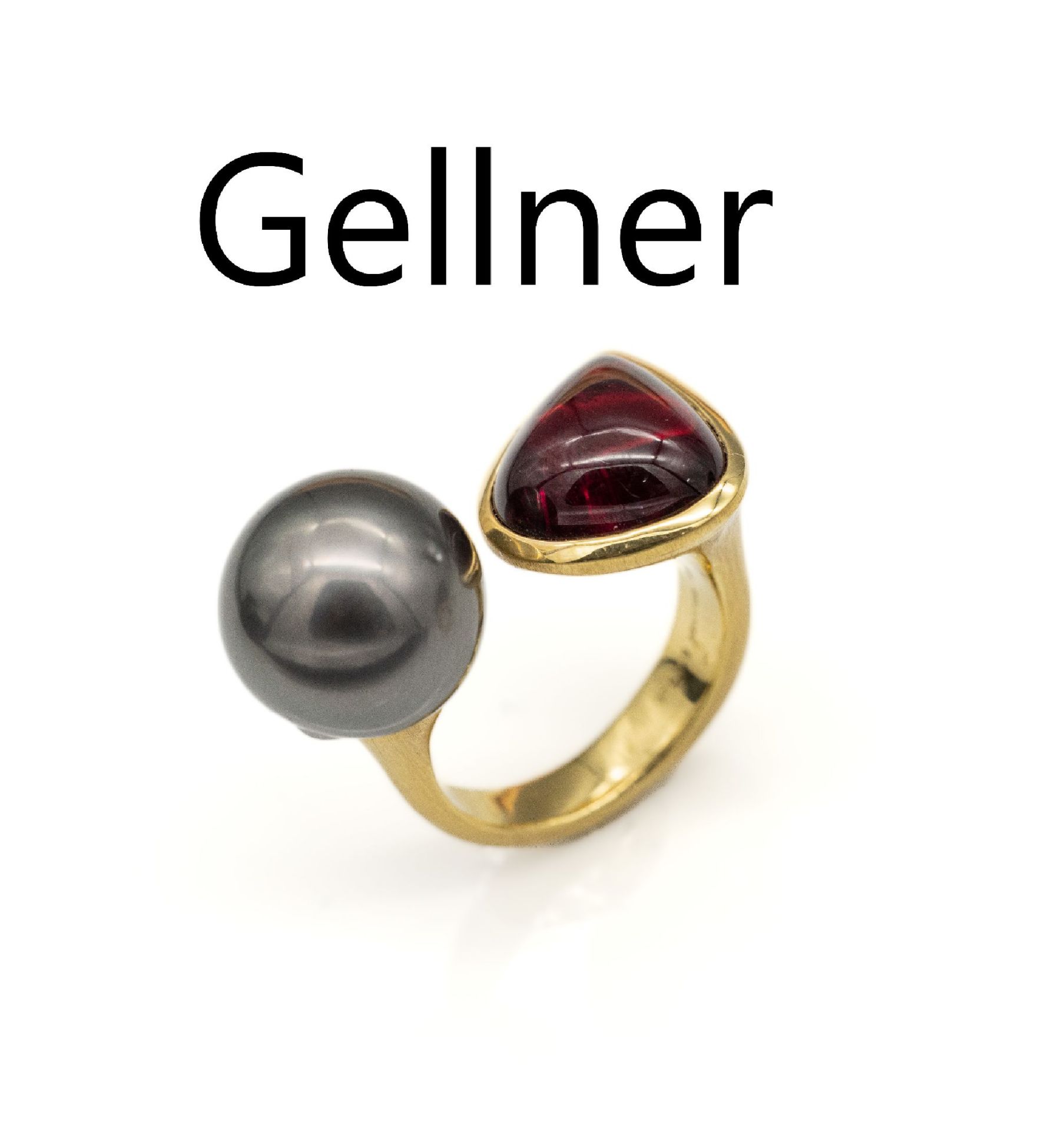 18 kt Gold GELLNER Tahitiperl-Turmalin-Ring, GG 750/000,