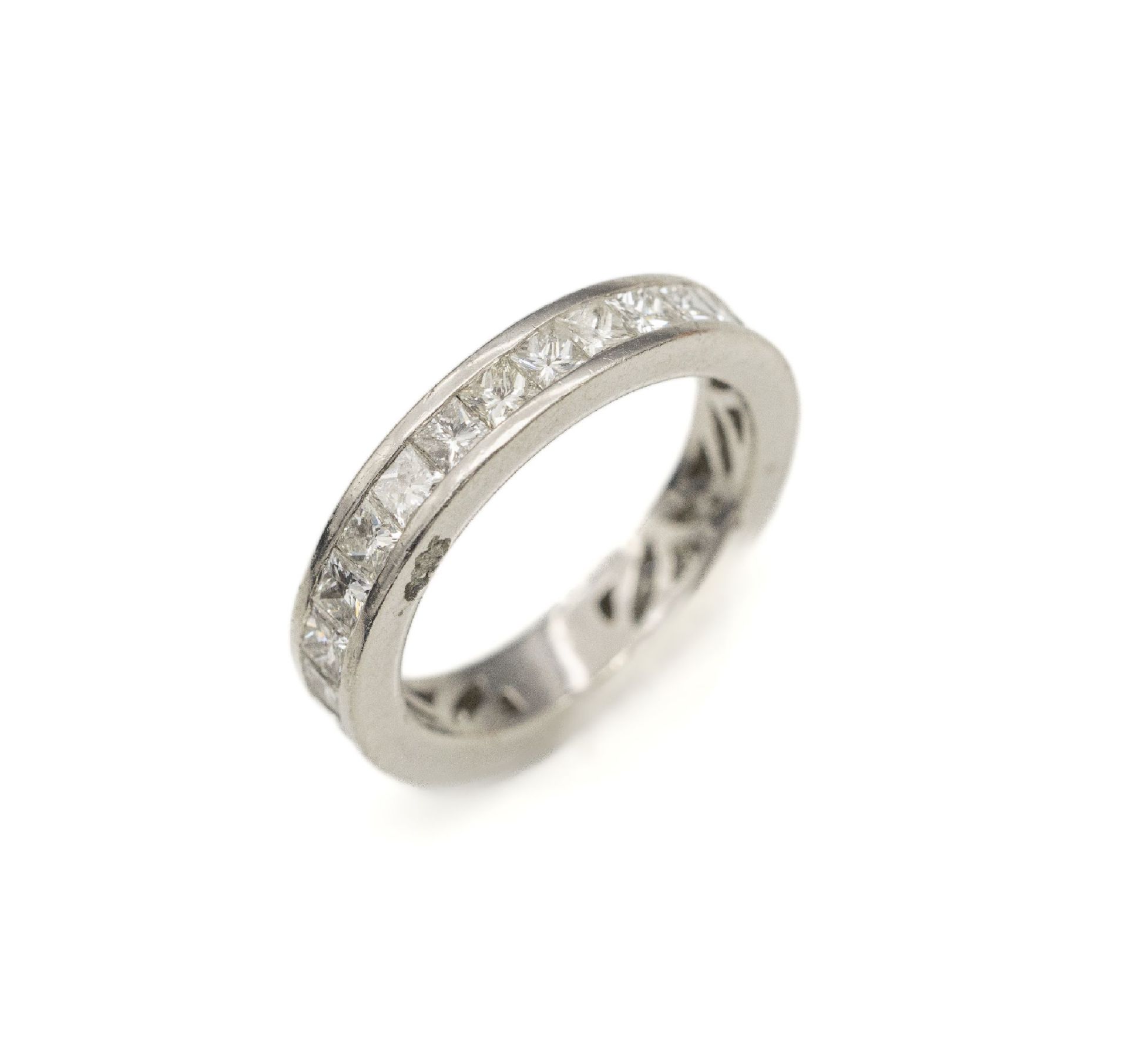 Platin Memory Diamant-Ring,   rundum mit Diamanten im