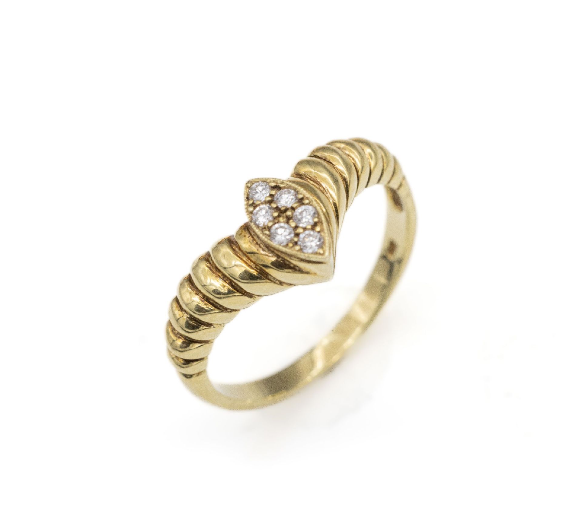 14 kt Gold Brillant-Ring, GG 585/000, 6 Brillanten zus. - Image 3 of 3