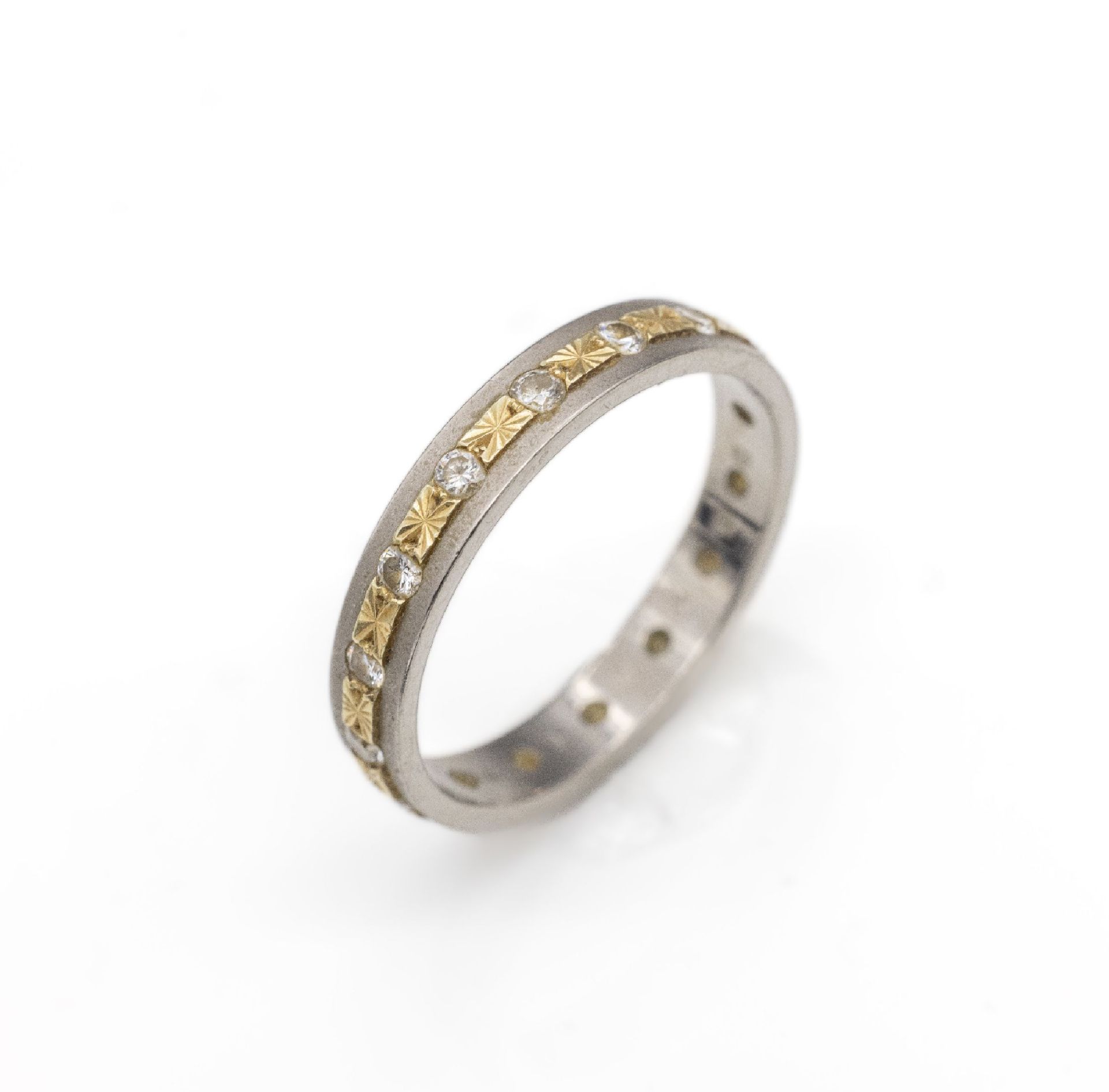 14 kt Gold Brillant-Memoryring,   GG/WG 585/000,