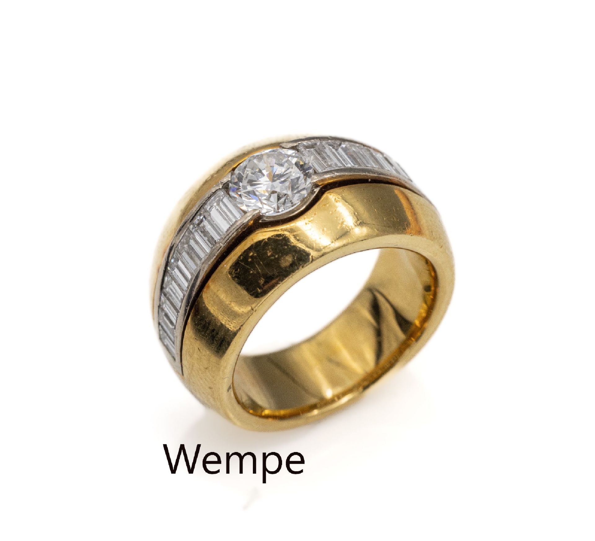 18 kt Gold WEMPE Diamant-Ring,   GG/WG 750/000, mittig