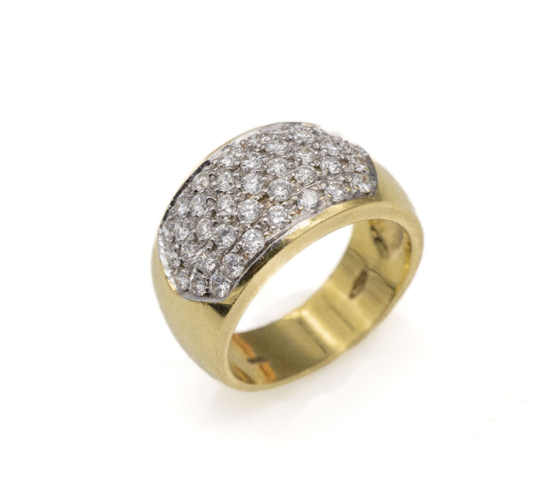 18 kt Gold Brillant Ring, GG/WG 750/000, 5 -reihig bes.