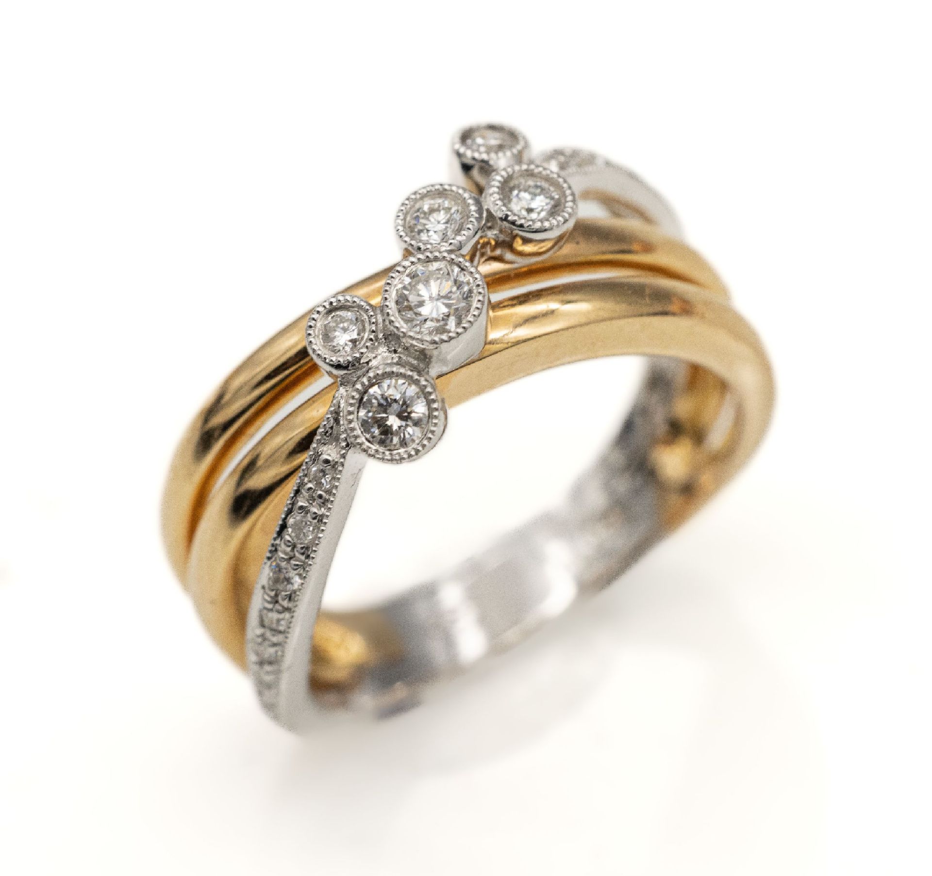 18 kt Gold Brillant-Ring, GG/WG 750/000, Brillanten zus.