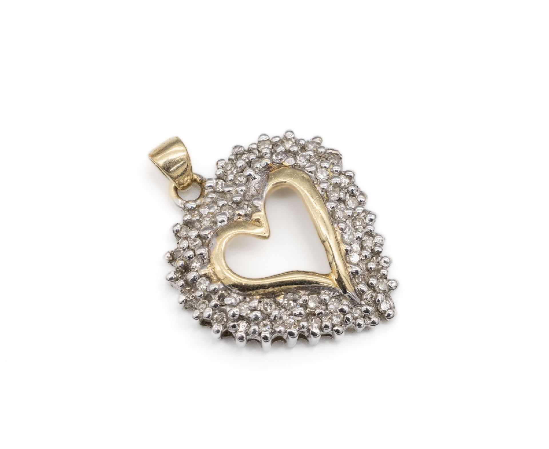 14 kt Gold Diamant-Anhänger 'Herz',   WG/GG 585/000, ca.