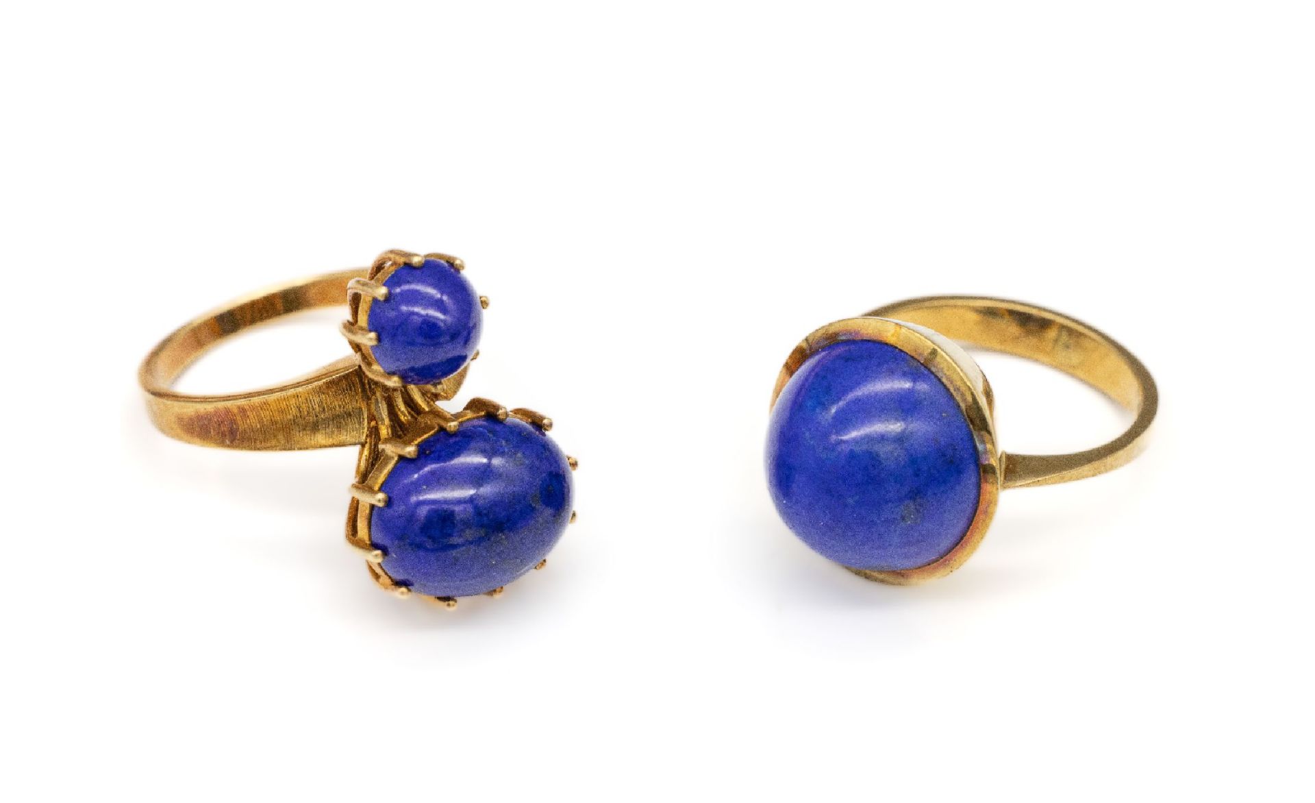 Konvolut 2 18 kt Gold Lapislazuli-Ringe,   GG 750/000,