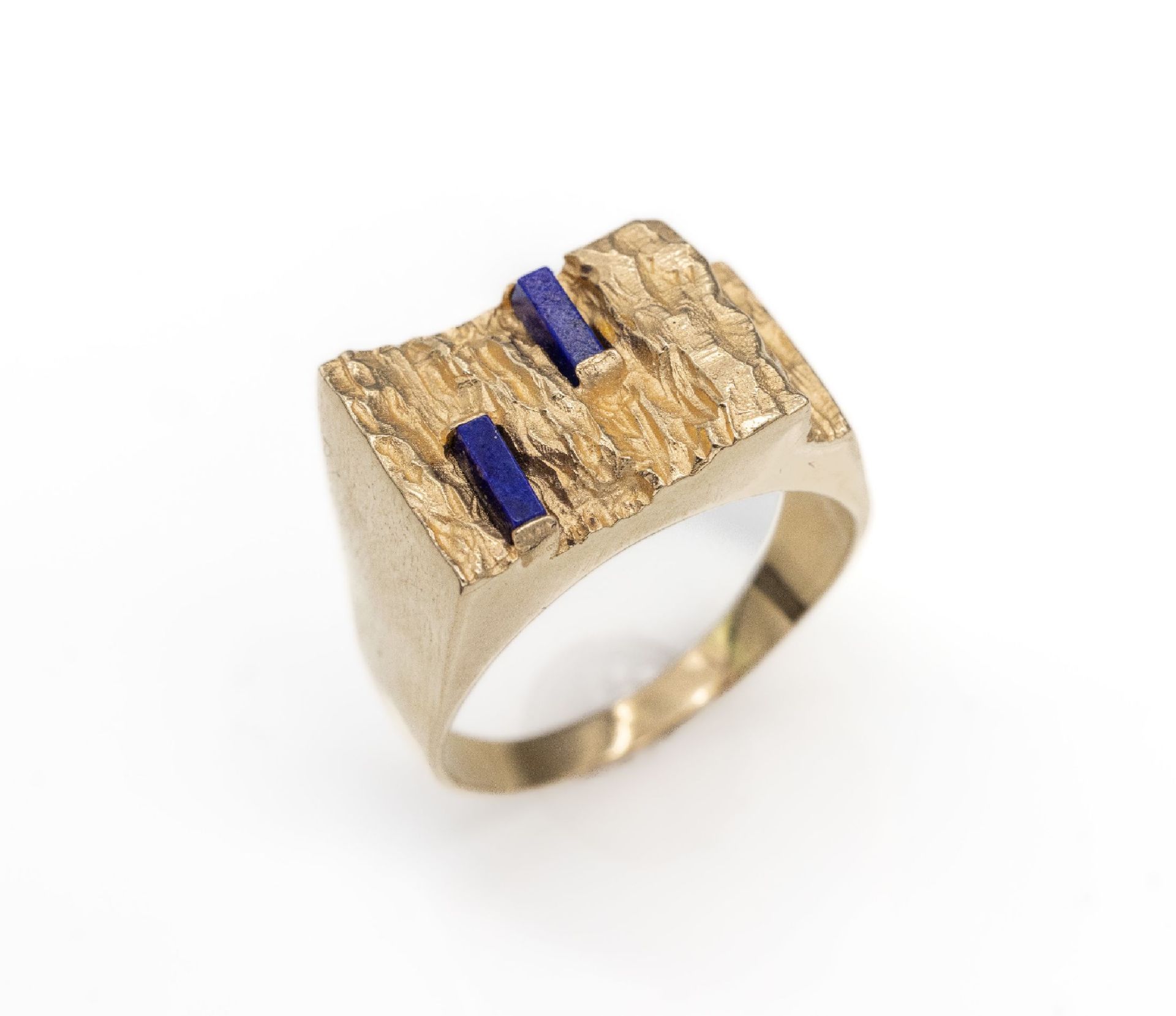 14 kt Gold Lapislazuli-Ring, GG 585/000, abstrakte