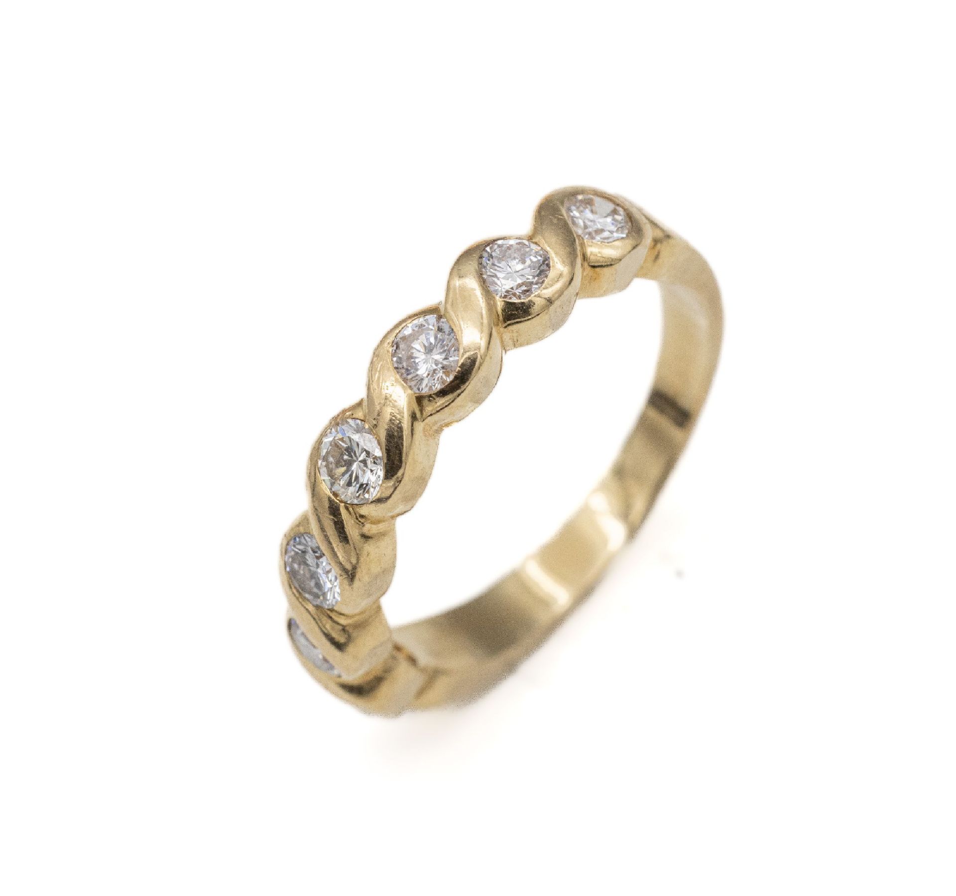 18 kt Gold Brillant-Ring, GG 750/000, gepr., 7