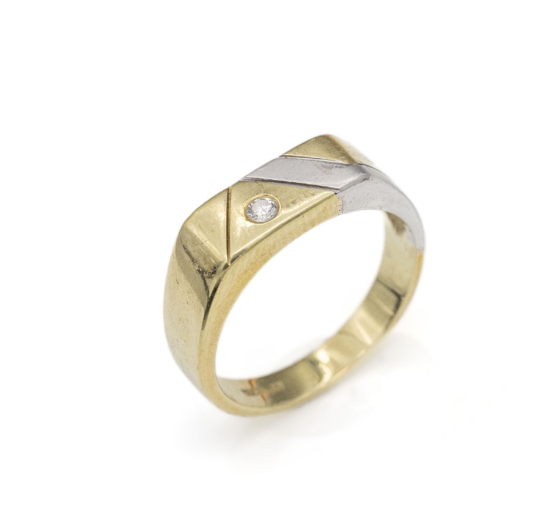 14 kt Gold Herren-Brillant-Ring, ca. 9.2 g,  GG/WG