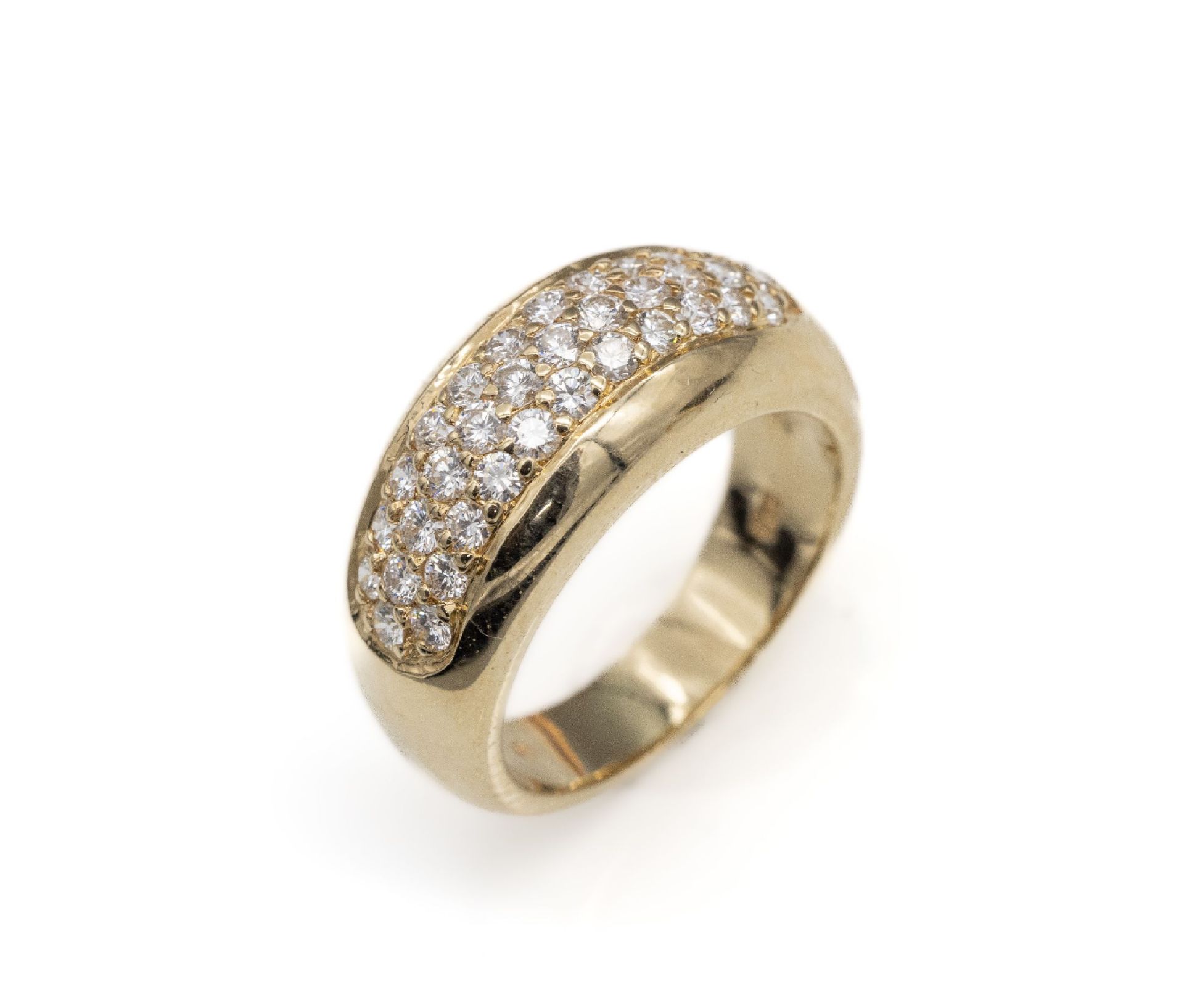 14 kt Gold Brillant-Ring,   GG 585/000, 34 Brillanten zus.