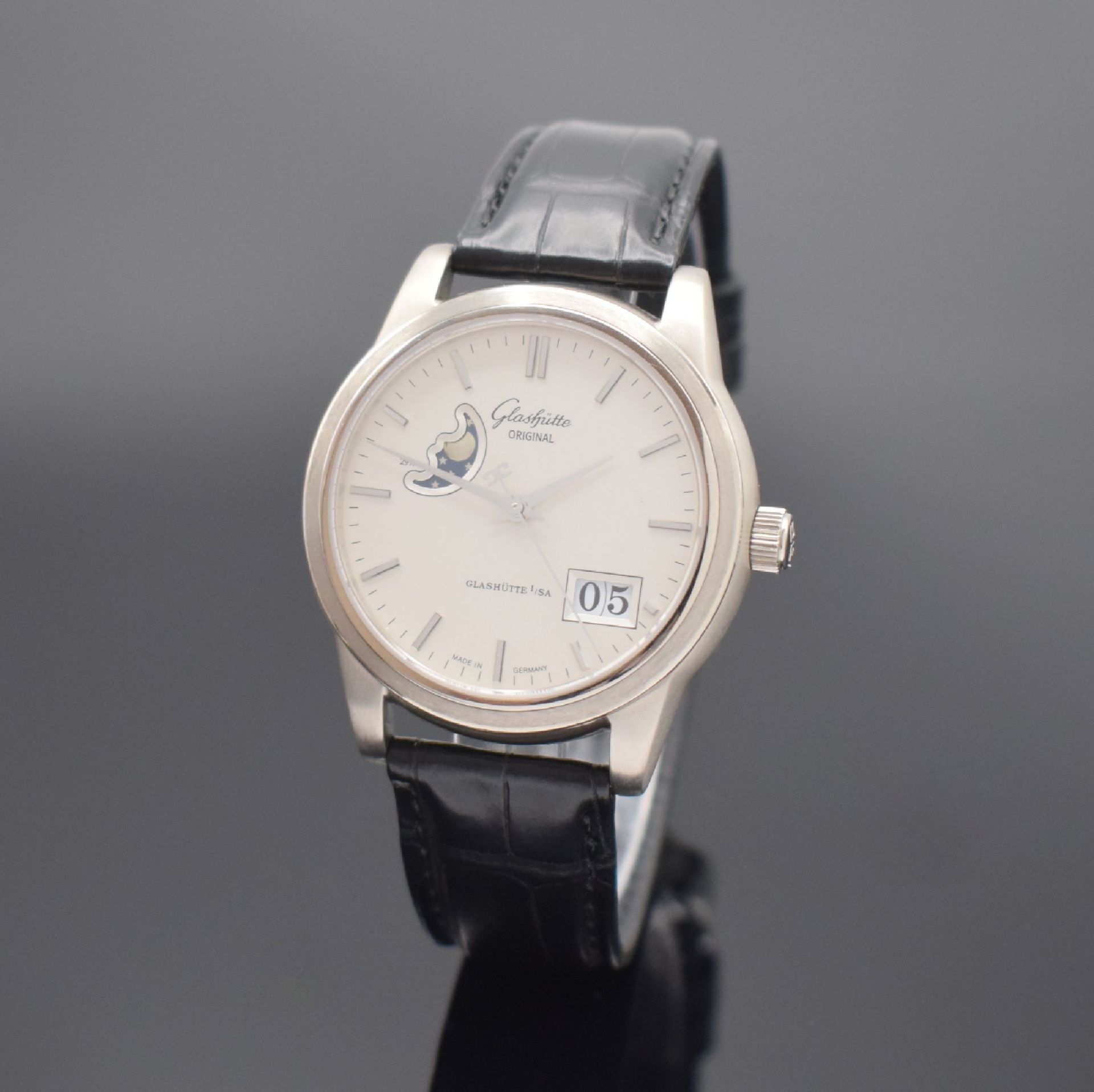 GLASHÜTTE ORIGINAL Senator Herrenarmbanduhr mit Mondphase