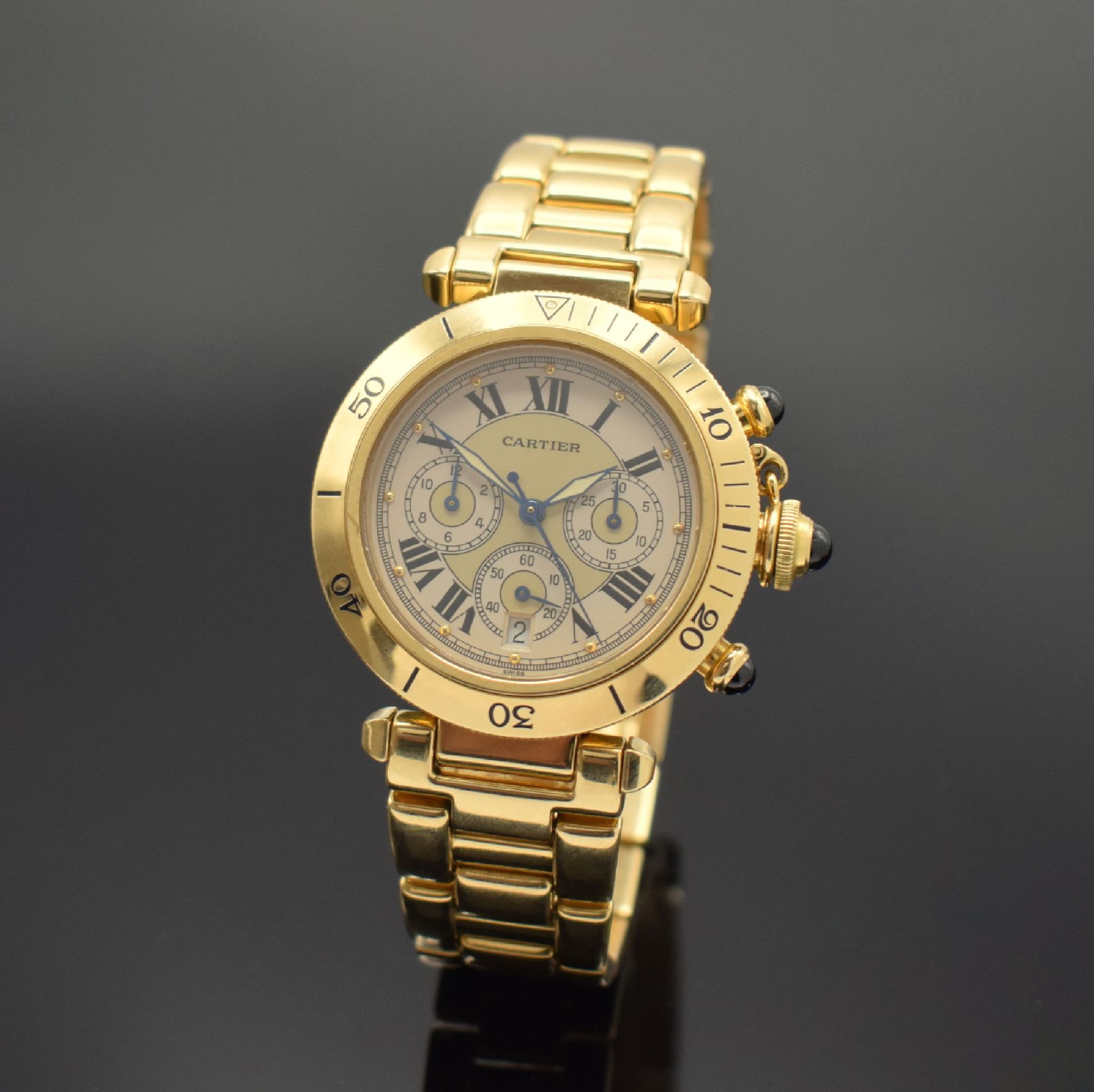 CARTIER Armbandchonograph Serie Pasha in GG 750/000