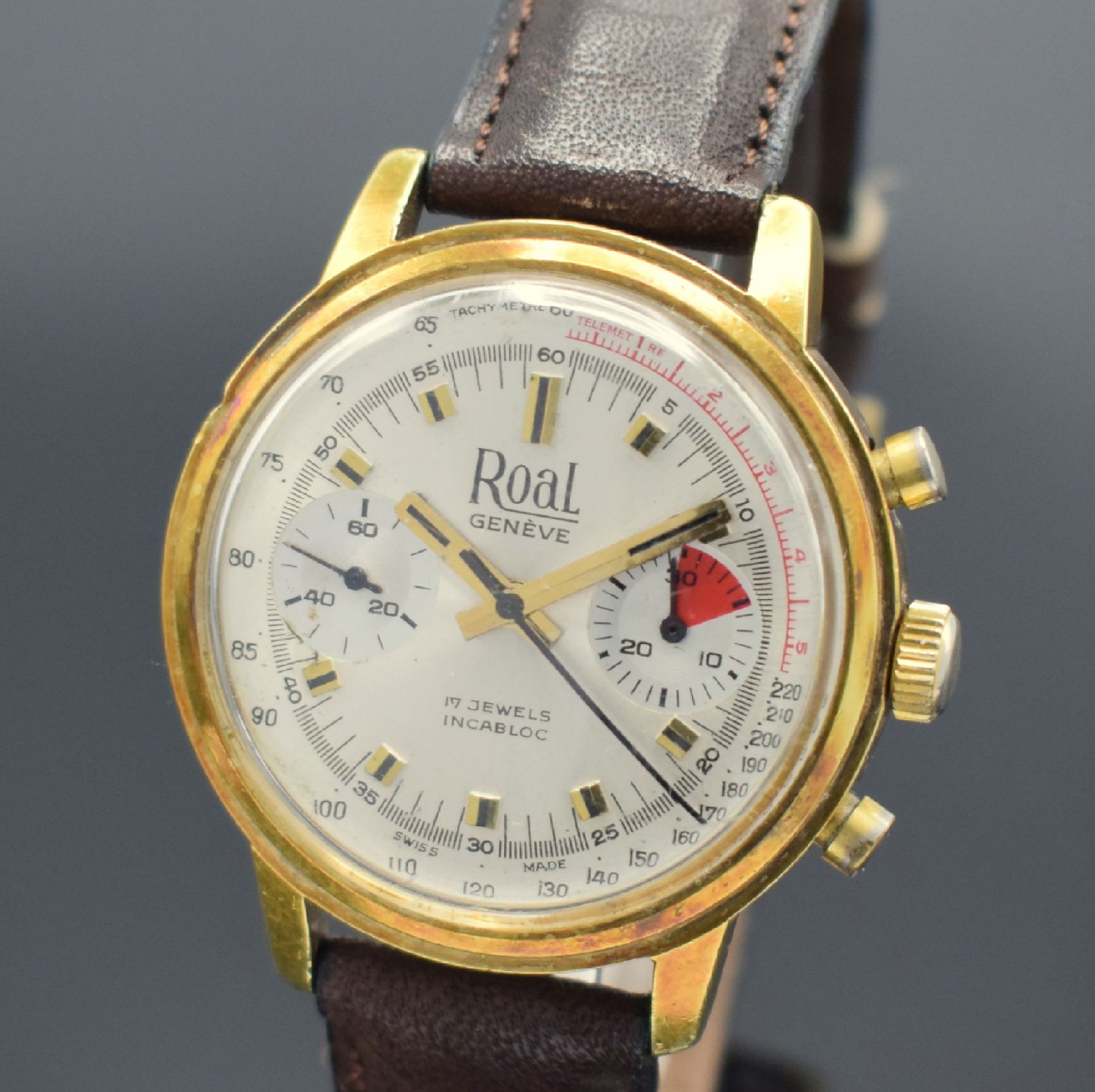 ROAL Geneve Herrenchronograph mit Kaliber Valjoux 7733, - Bild 2 aus 7