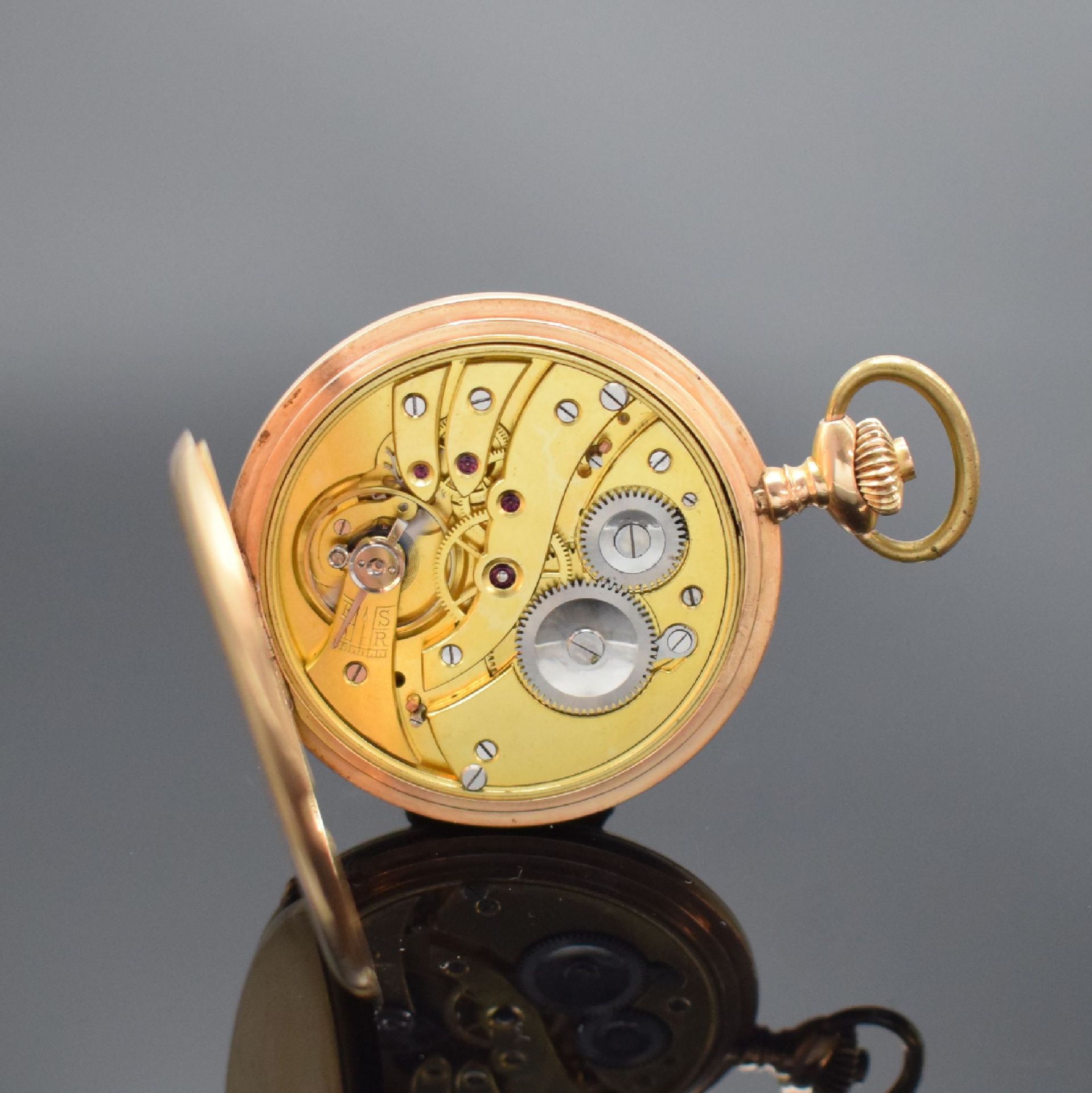 Savonette Taschenuhr in RG 585/000, Schweiz um 1920, - Image 8 of 8