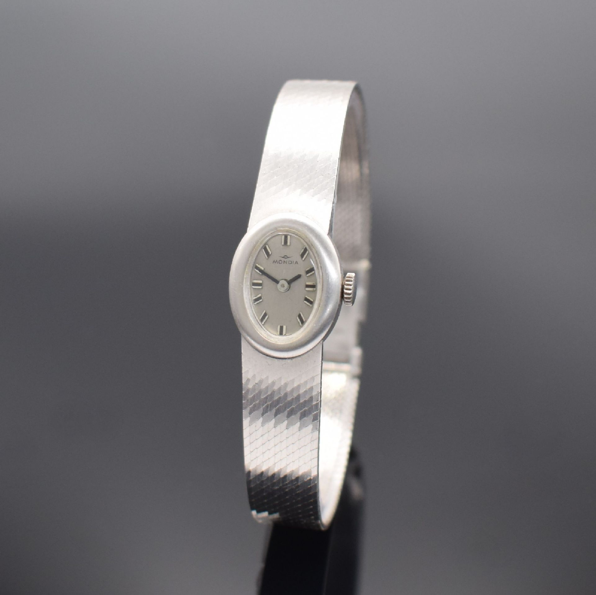 MONDIA Damenarmbanduhr in WG 585/000, Schweiz um 1970,