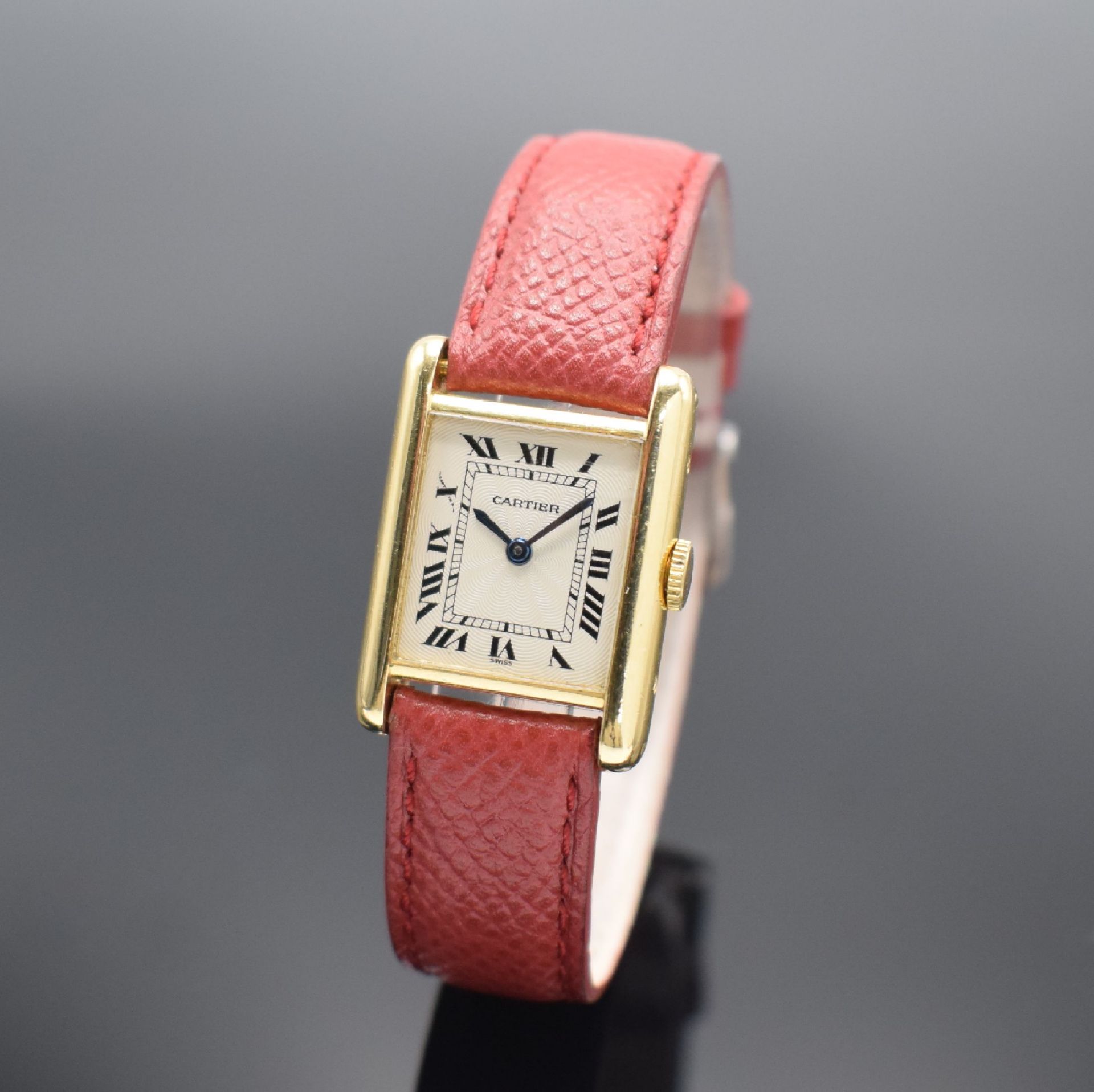 CARTIER Tank Damenarmbanduhr in GG 750/000, Schweiz um