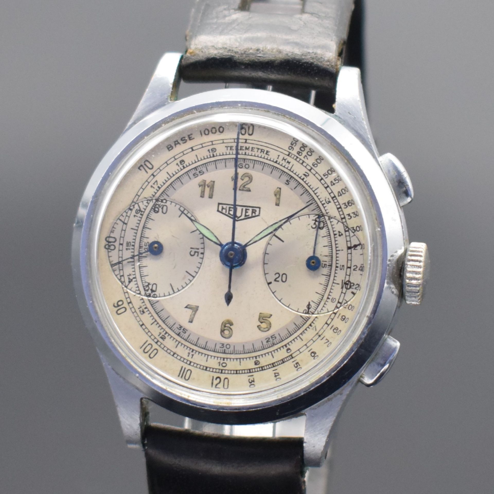 HEUER Herrenarmbanduhr mit Chronograph, Schweiz um 1940, - Image 2 of 6